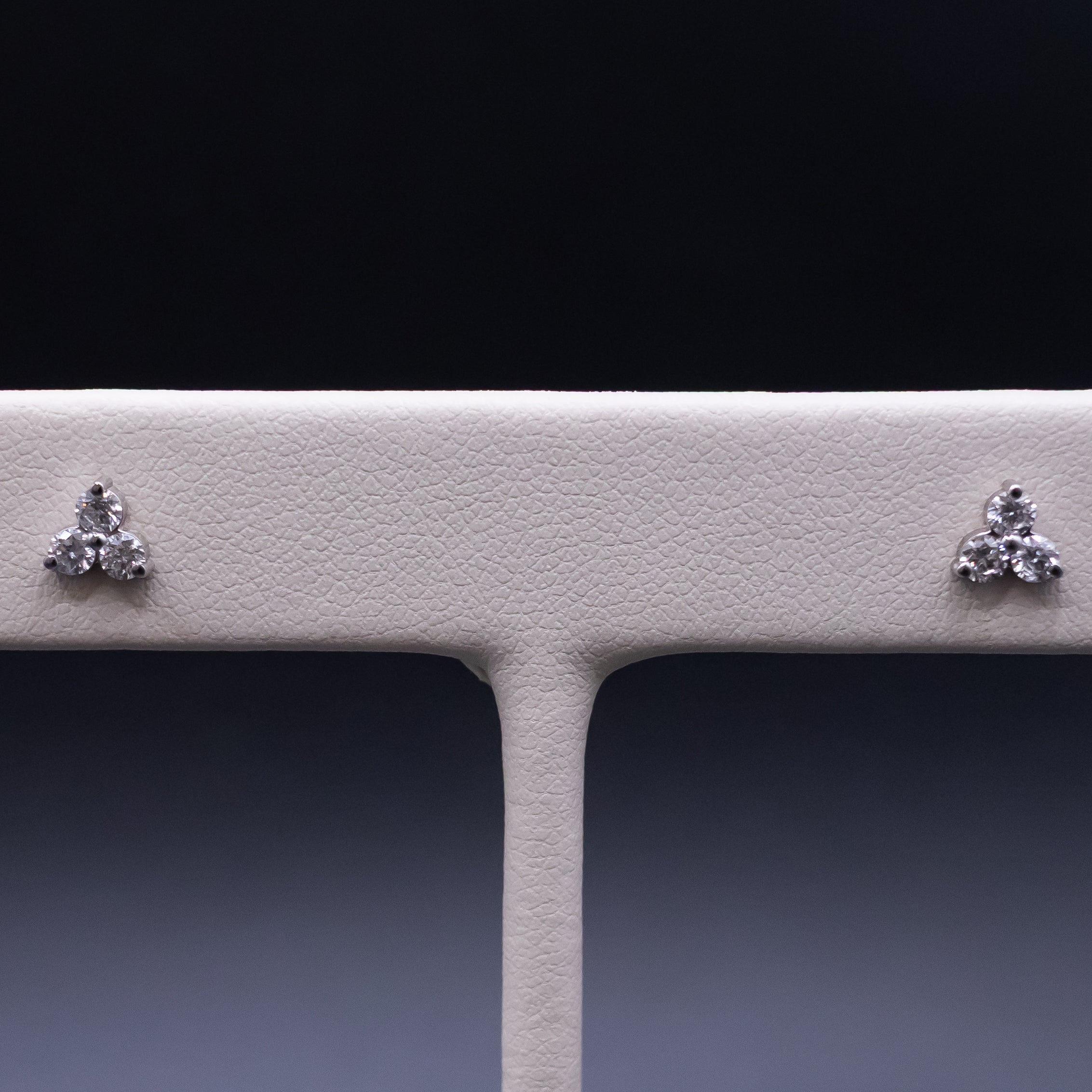 14KWG Diamond 3-Stone Cluster Stud Earrings