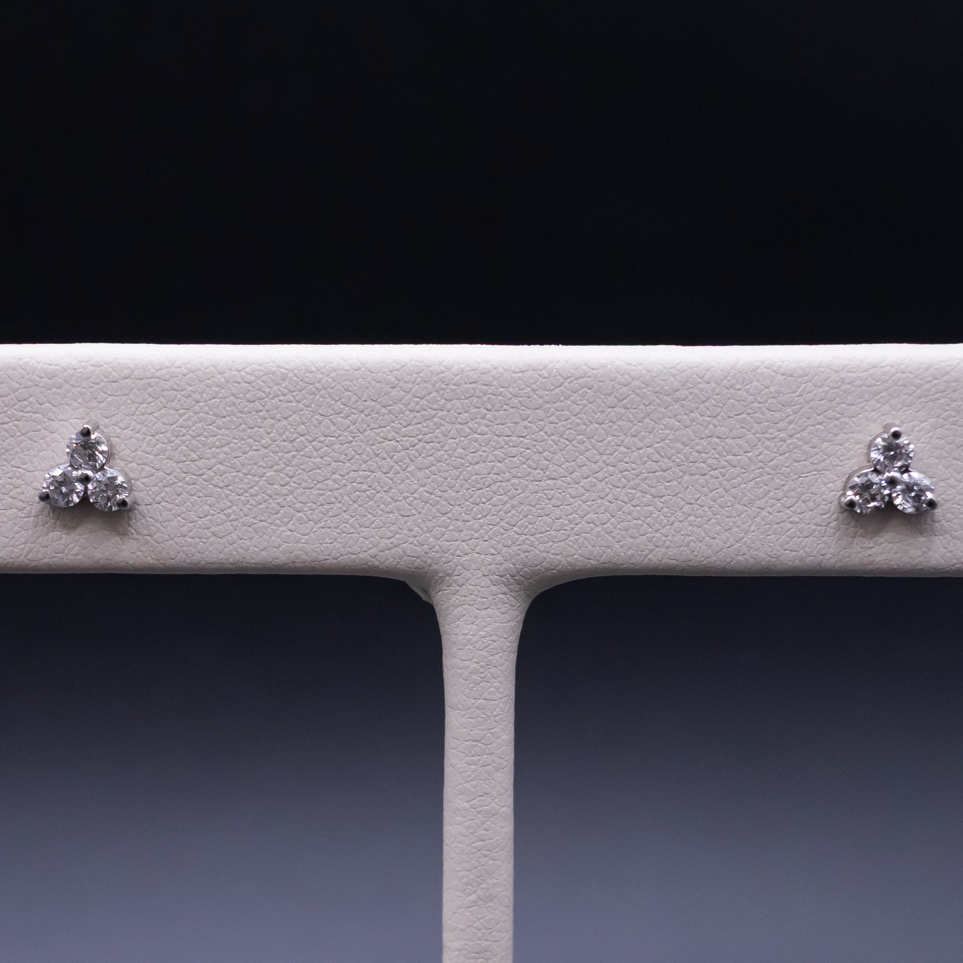 14KWG Diamond 3-Stone Cluster Stud Earrings