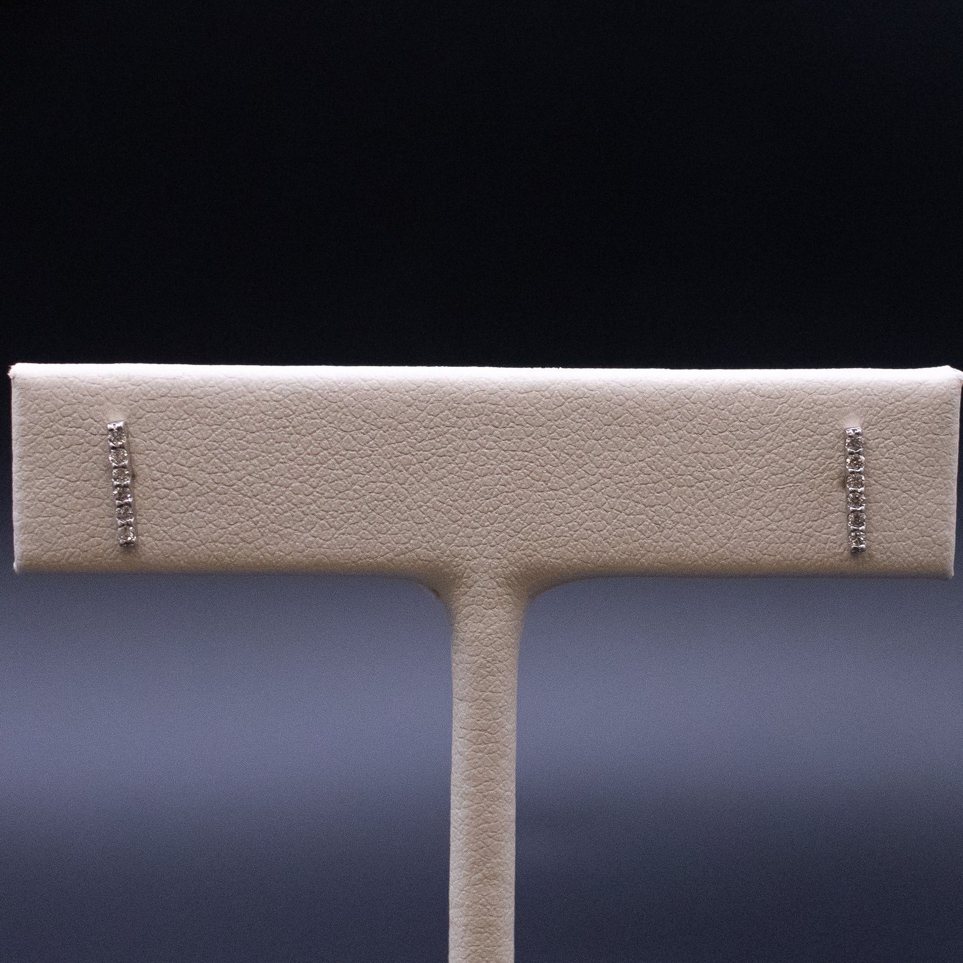 14KWG Diamond Bar Stud Earrings