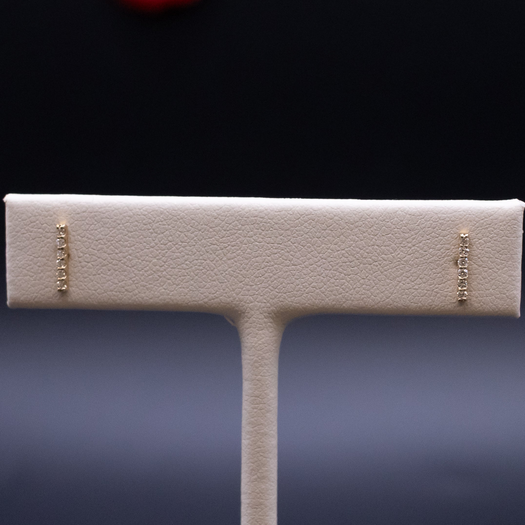 14KYG Diamond Bar Stud Earrings