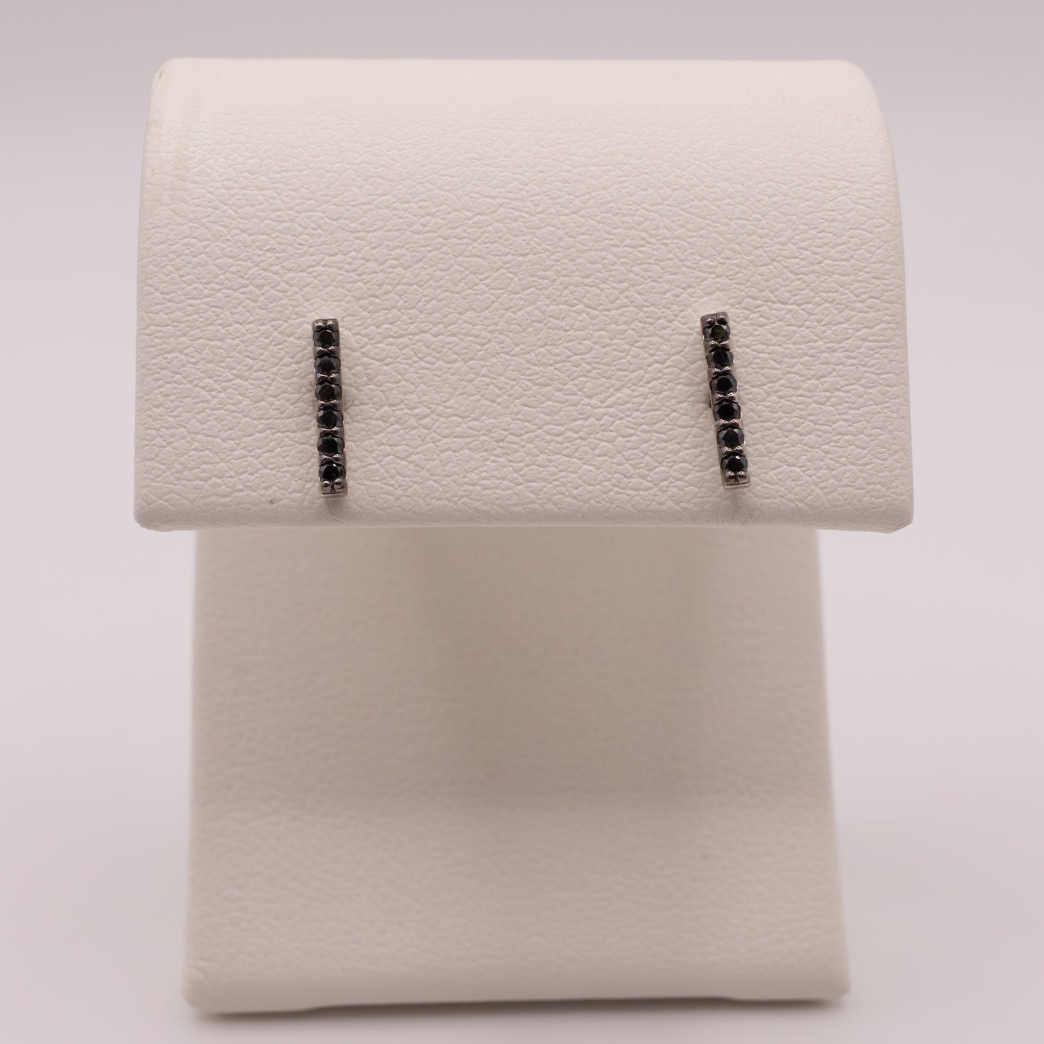 14KWG Black Diamond Bar Stud Earrings