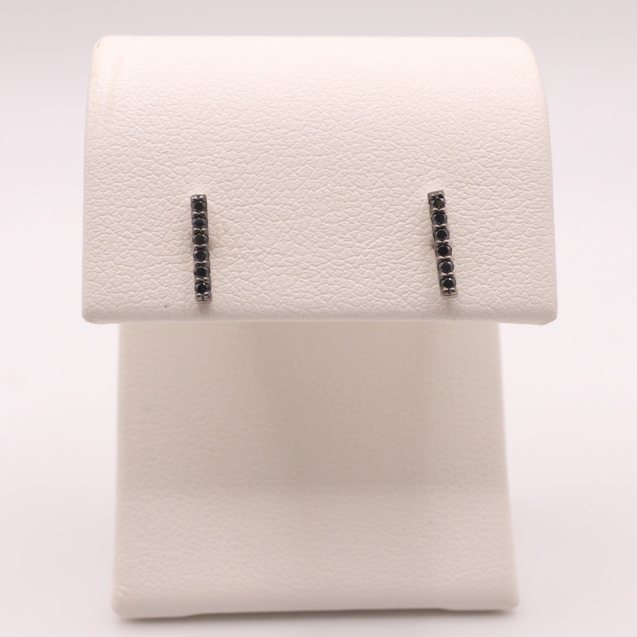 14KWG Black Diamond Bar Stud Earrings