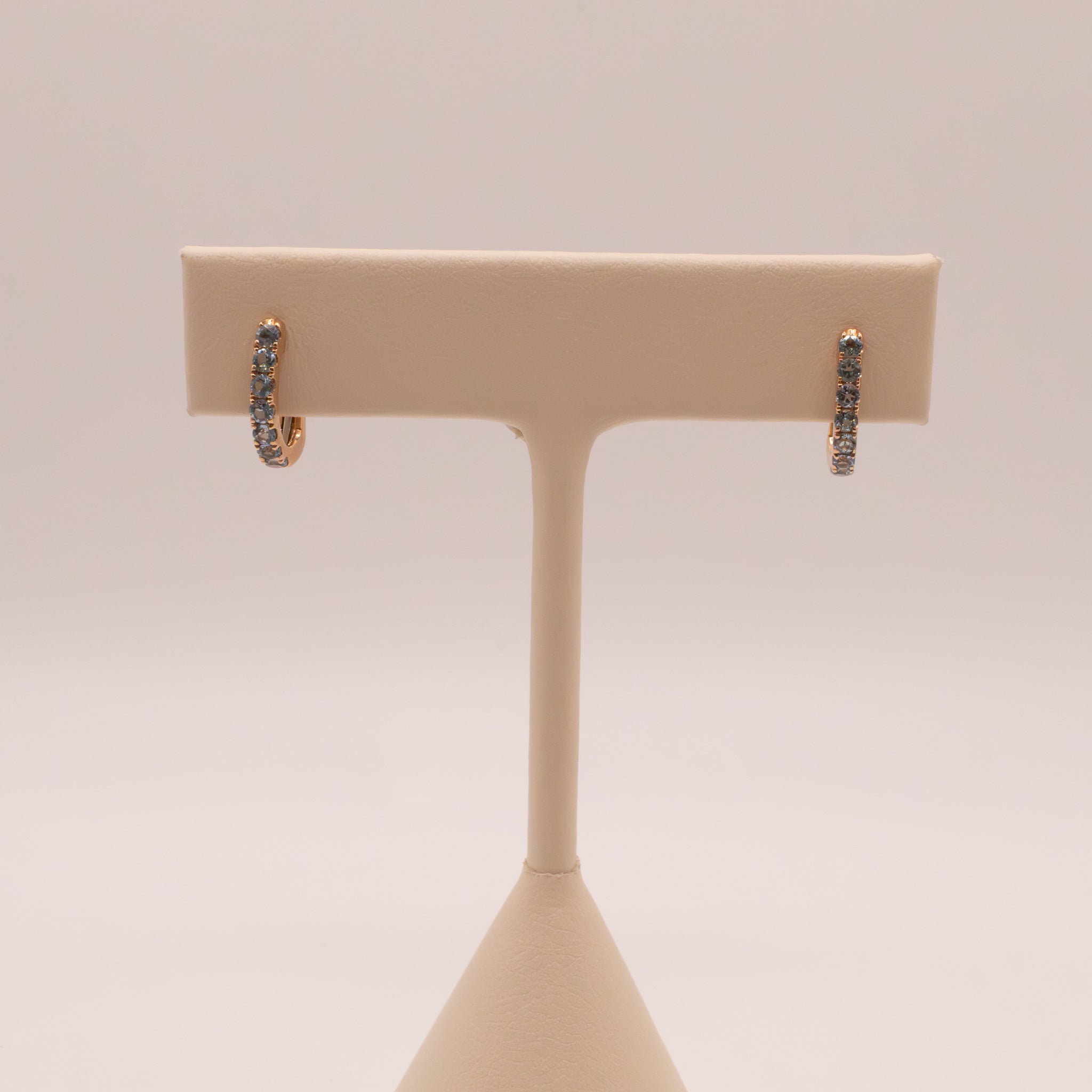 14KRG Sky Blue Topaz Huggie Earrings