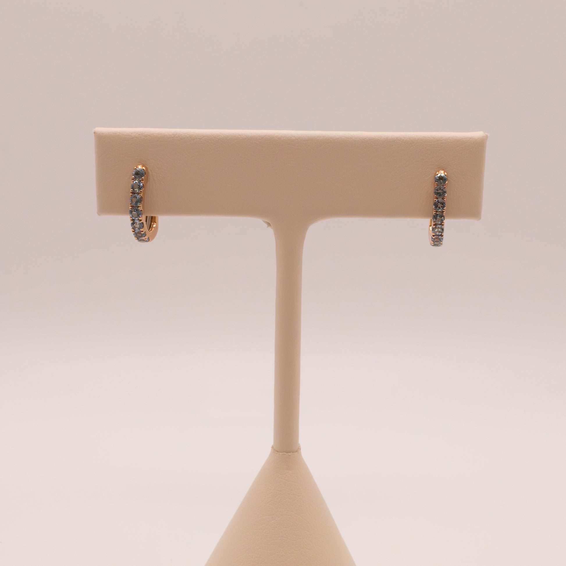 14KRG Sky Blue Topaz Huggie Earrings