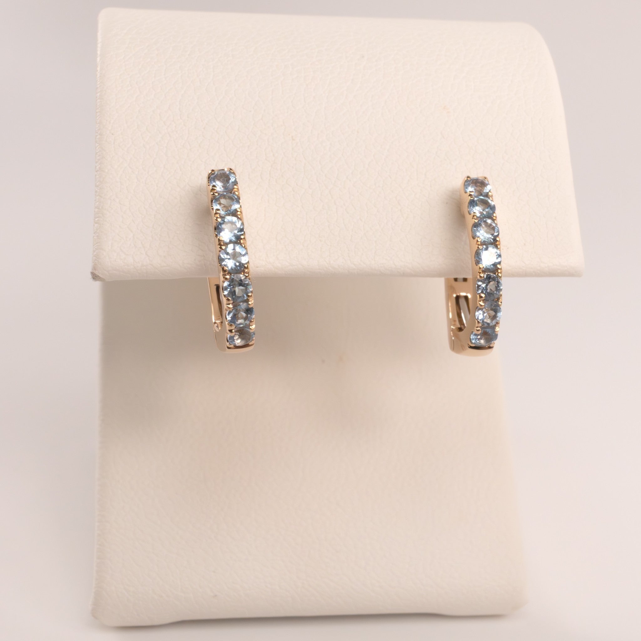 14KRG Sky Blue Topaz Huggie Earrings