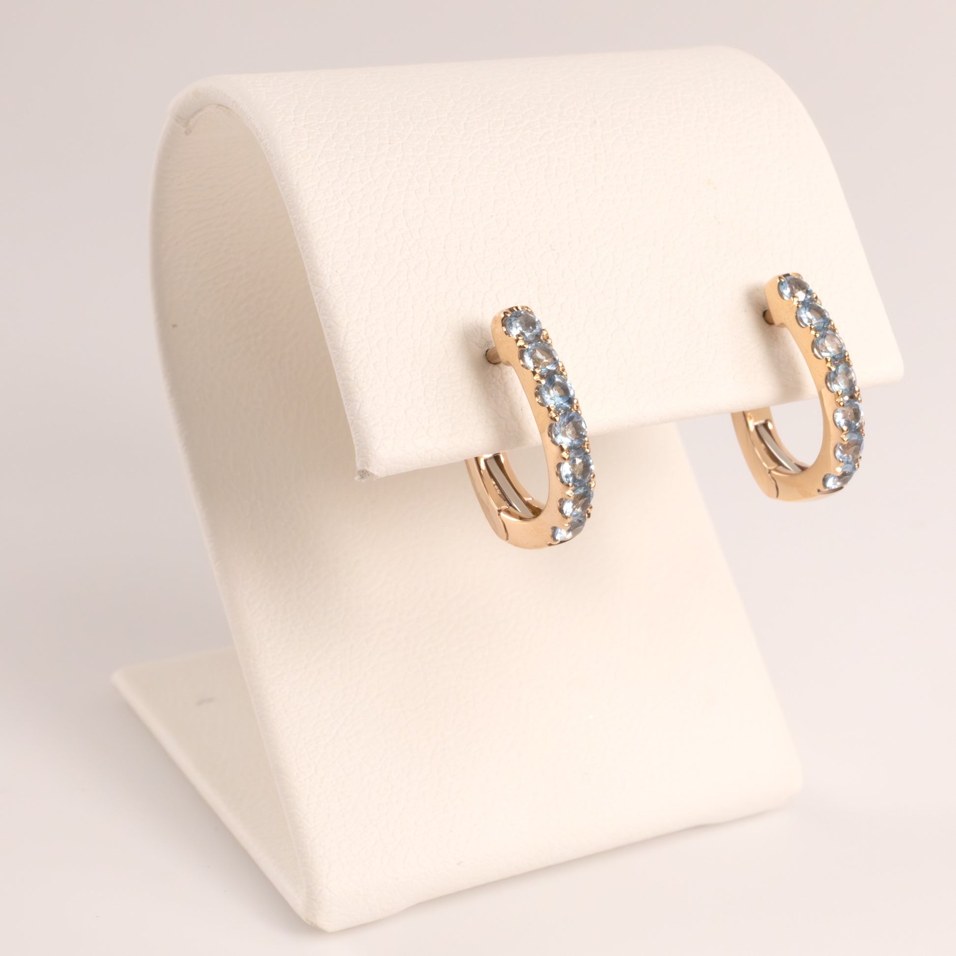 14KRG Sky Blue Topaz Huggie Earrings