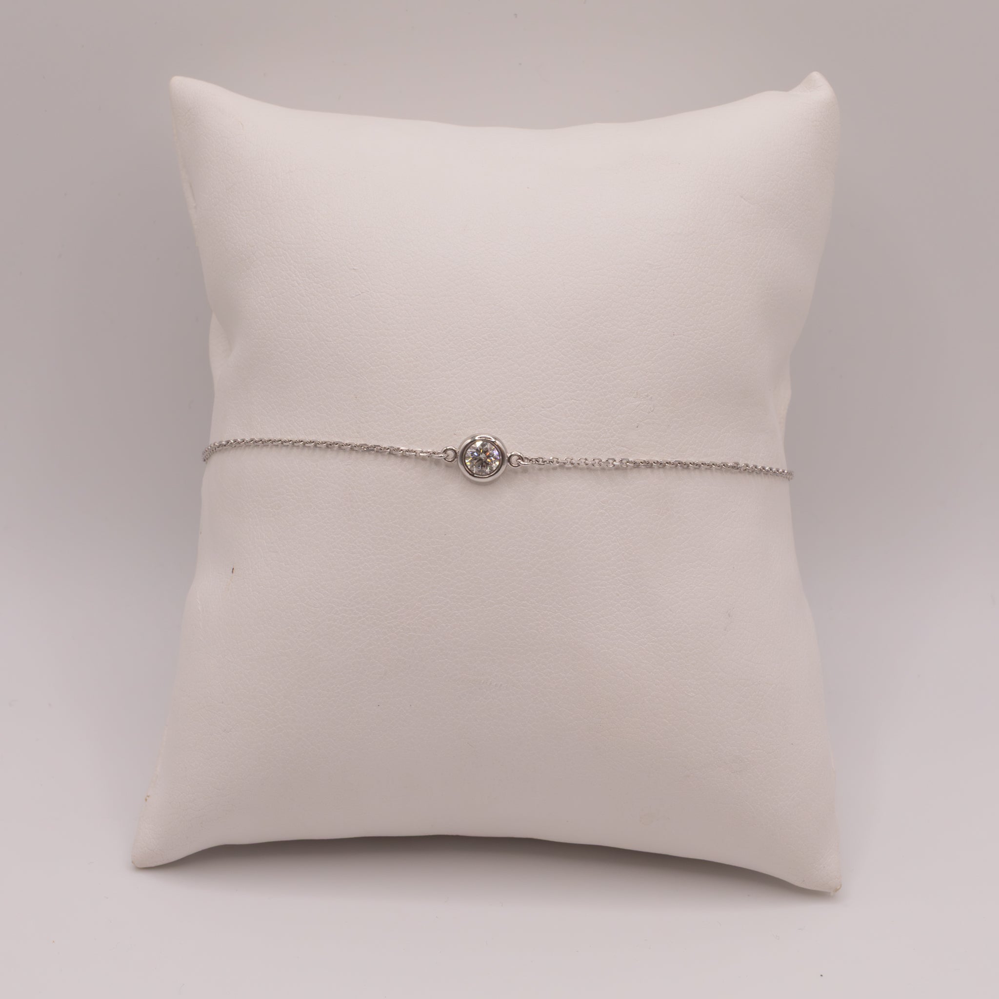 14KWG Diamond Solitaire Bezel Bracelet