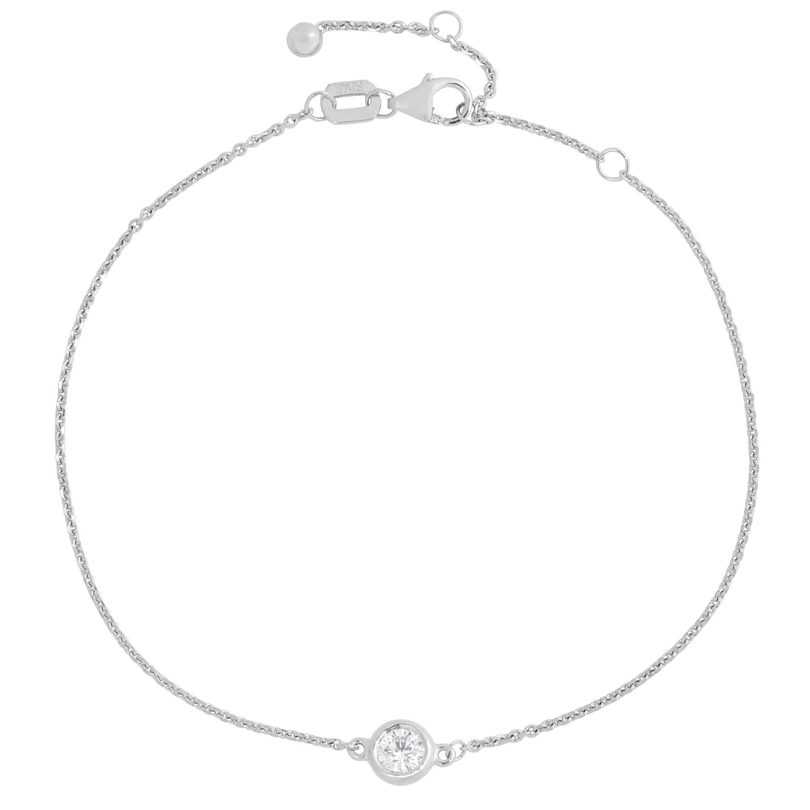 14KWG Diamond Solitaire Bezel Bracelet