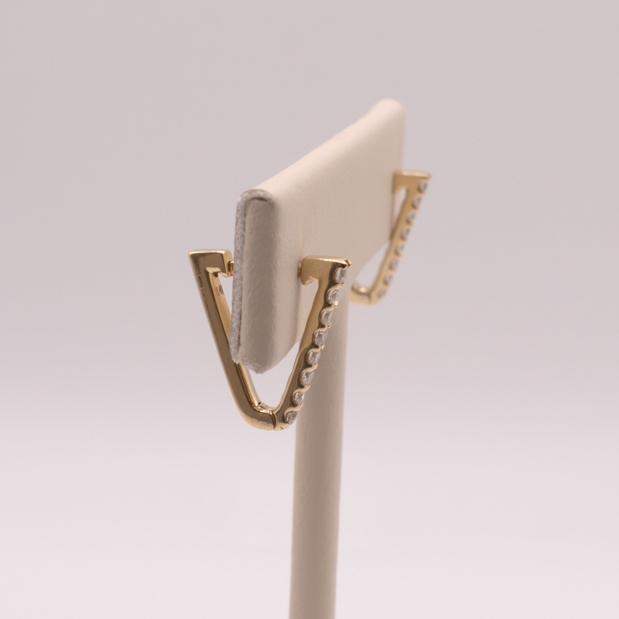 14KYG Diamond V-Shaped Huggie earrings