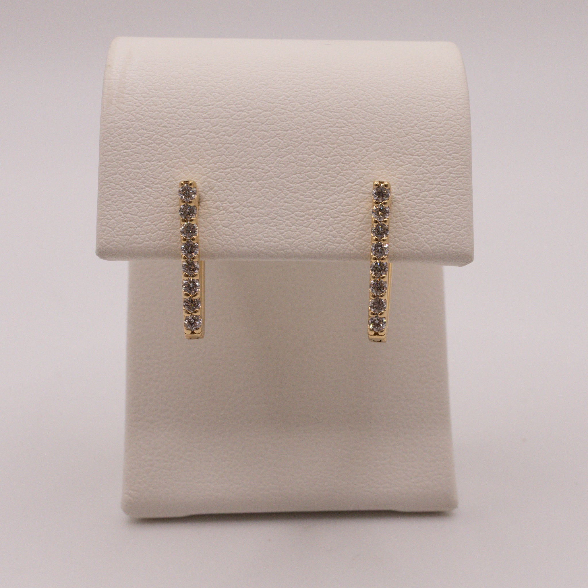 14KYG Diamond V-Shaped Huggie Hoop Earrings