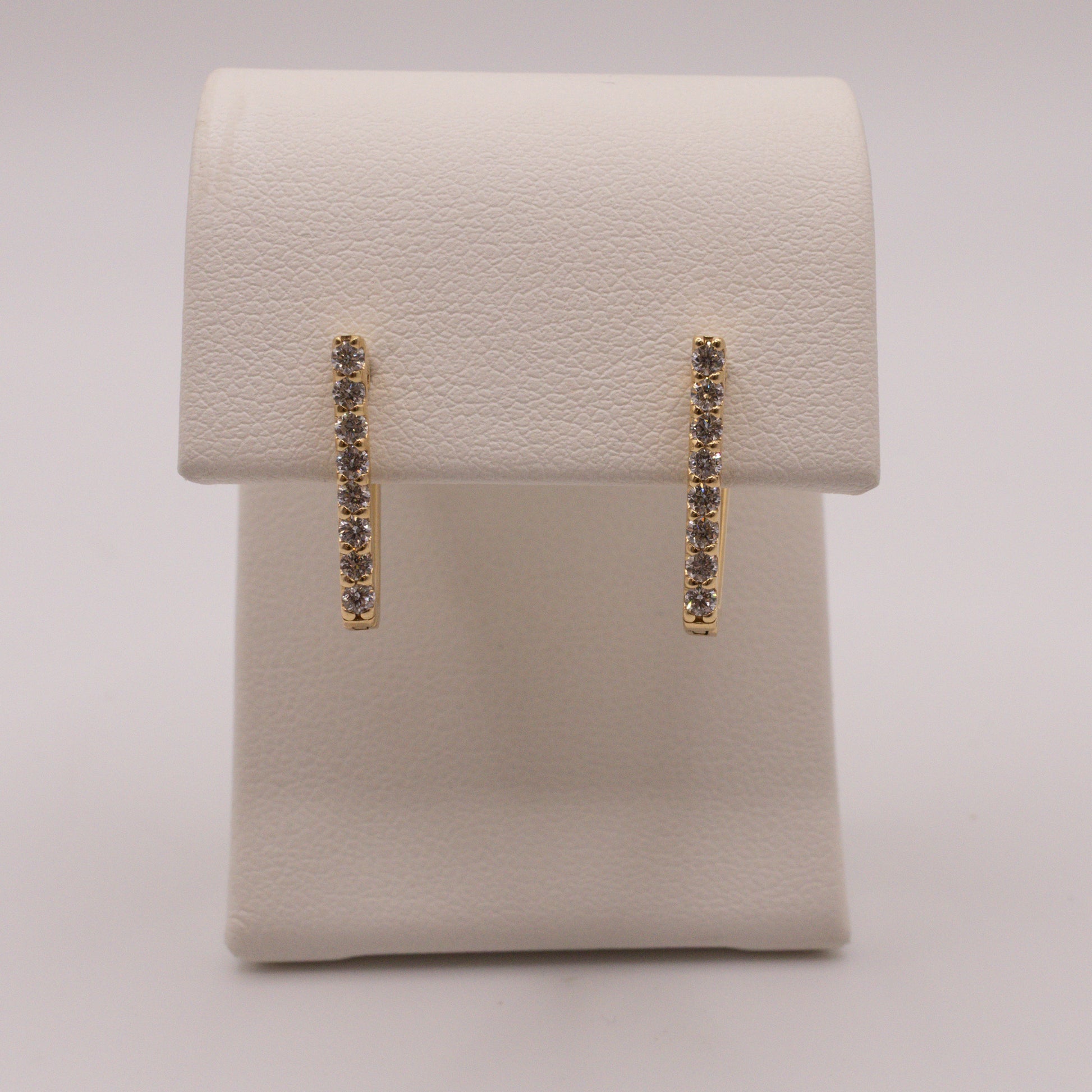 14KYG Diamond V-Shaped Huggie Hoop Earrings