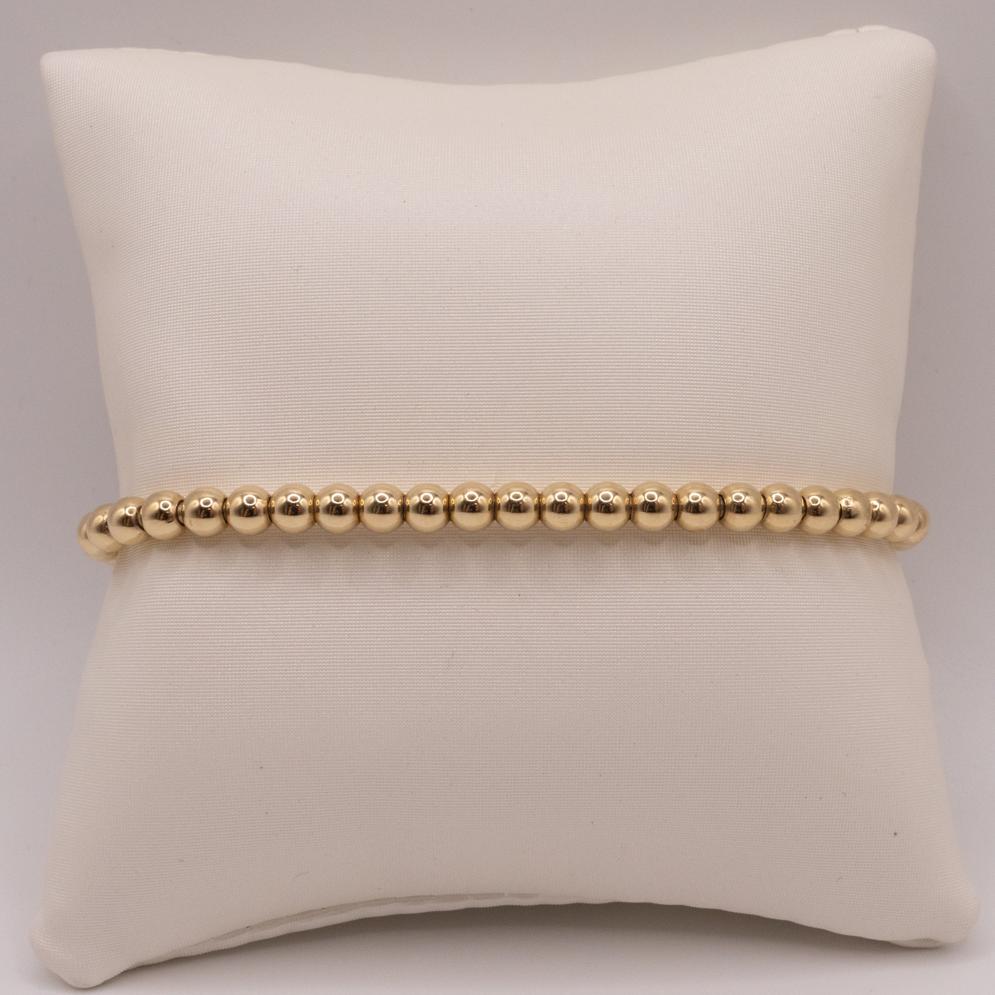 14K Two-Tone Diamond Stretch Beaded Bracelet