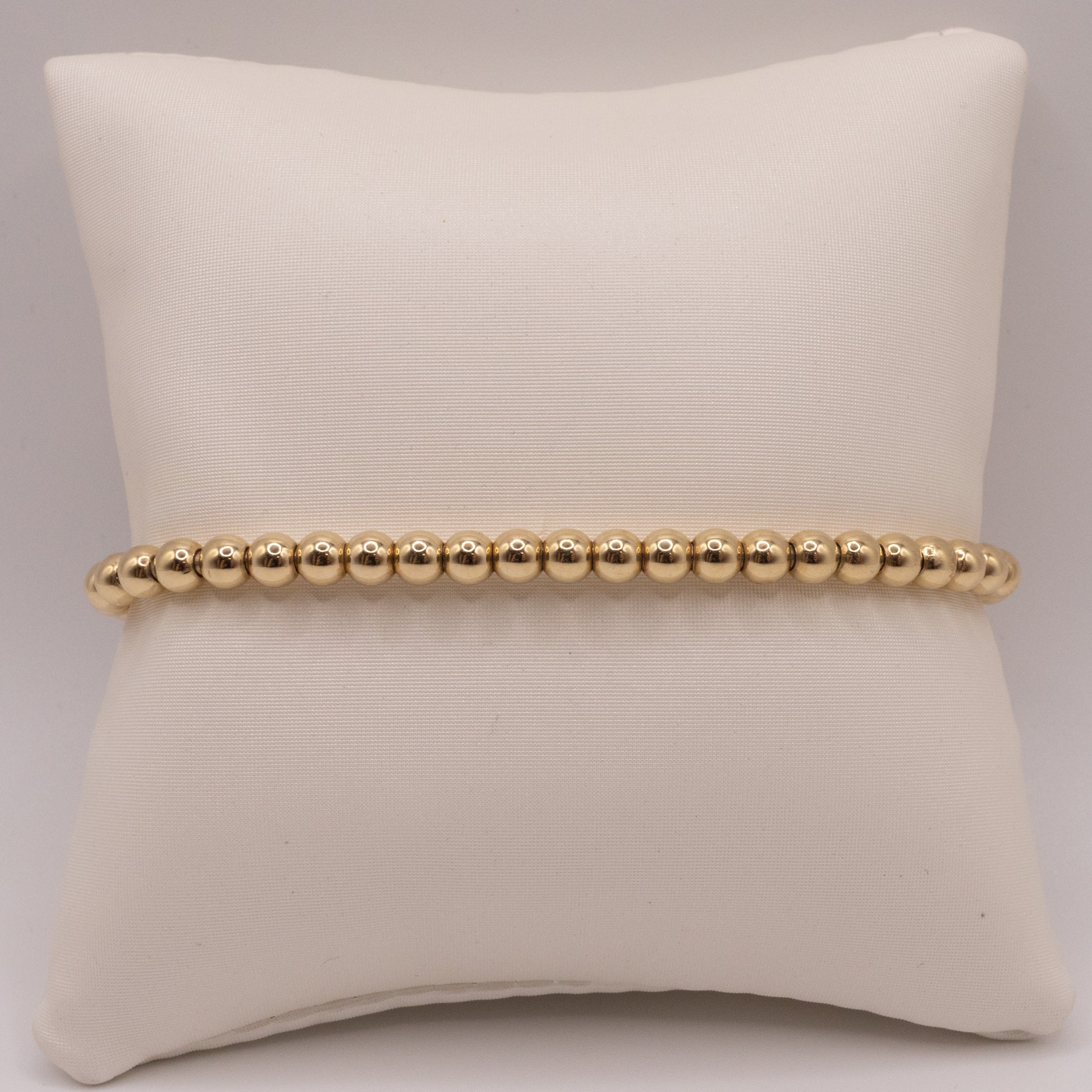 14K Two-Tone Diamond Stretch Beaded Bracelet