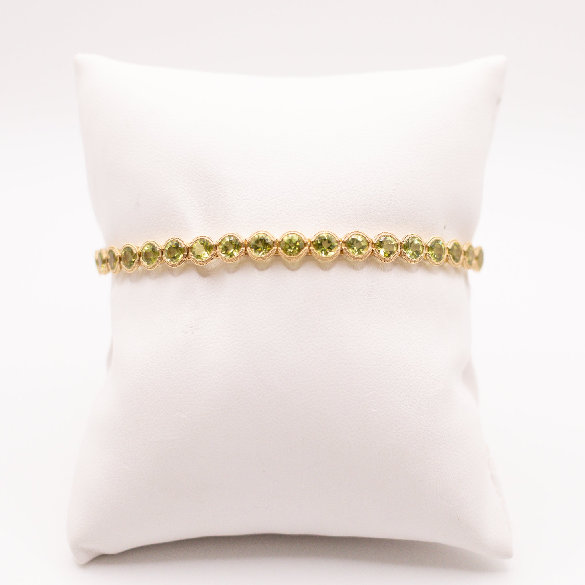 14KYG Peridot Bezel Set Tennis Bracelet