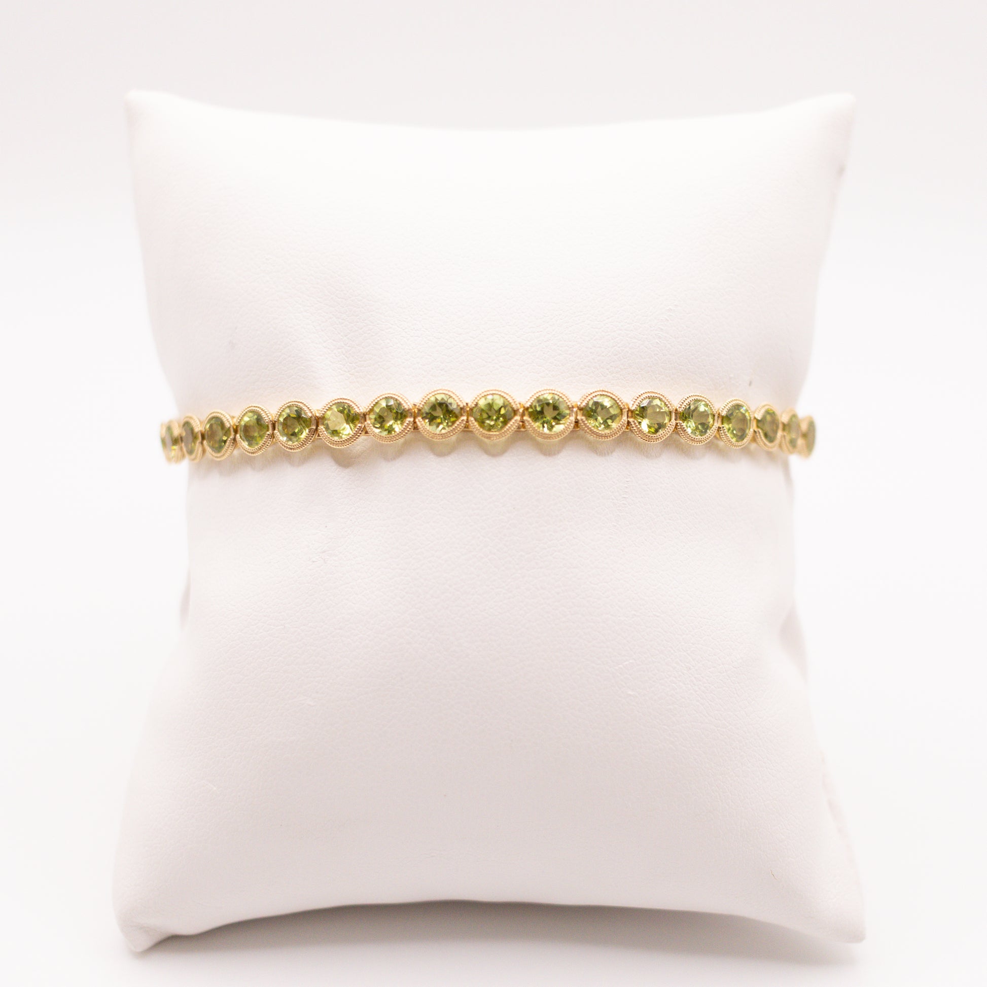 14KYG Peridot Bezel Set Tennis Bracelet