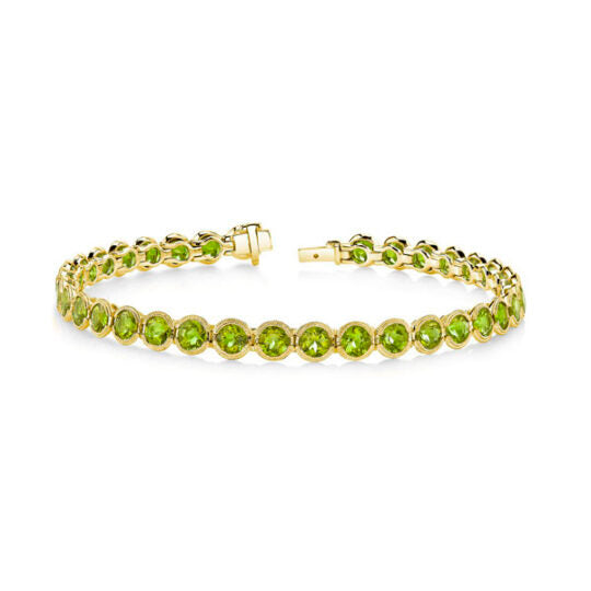 14KYG Peridot Bezel Set Tennis Bracelet
