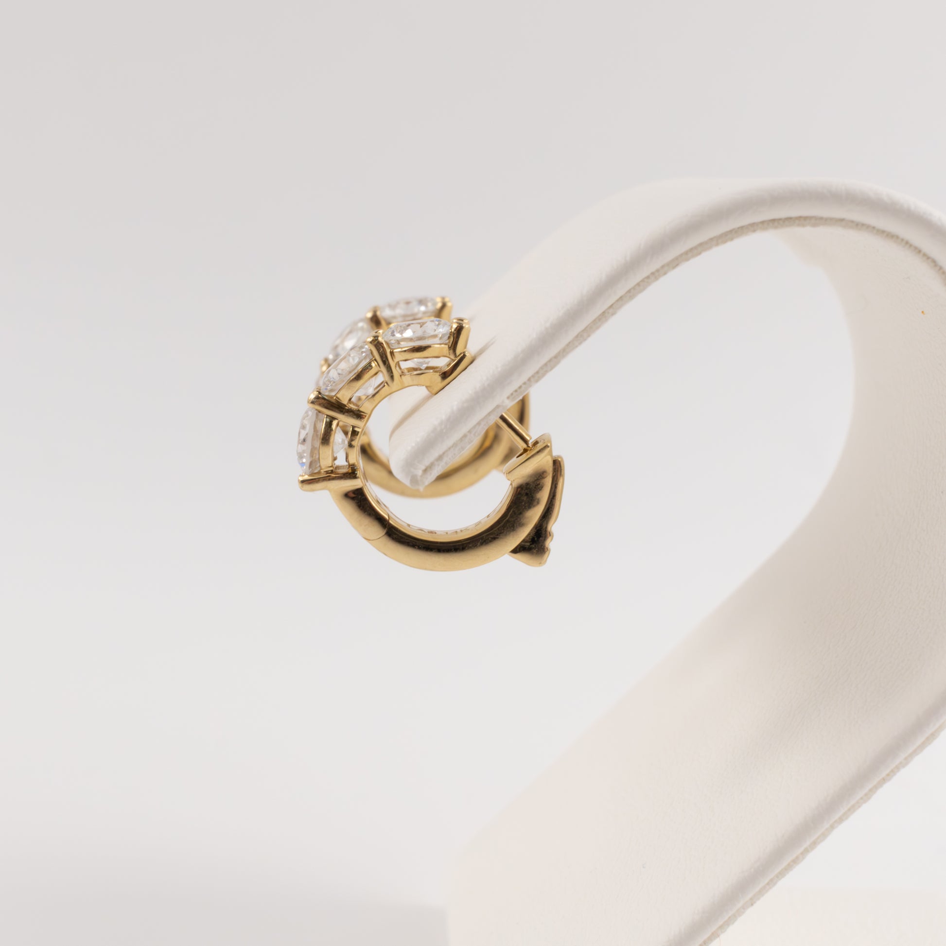 14KYG Lab Grown Diamond 3-Stone Huggie Hoop Earrings