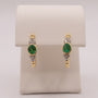 14K Two-Tone Emerald and Diamond Beaded Hoop Earrings