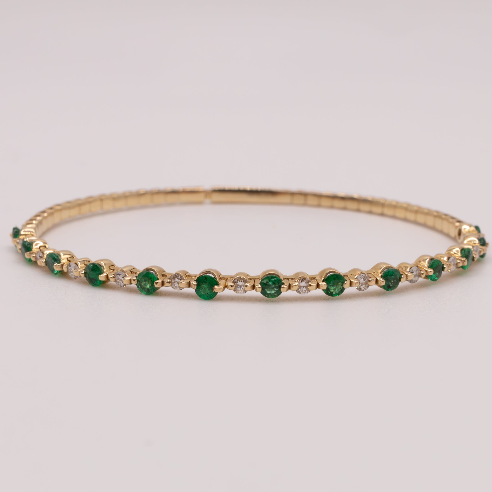 14KYG Emerald and Diamond Flexible Bracelet
