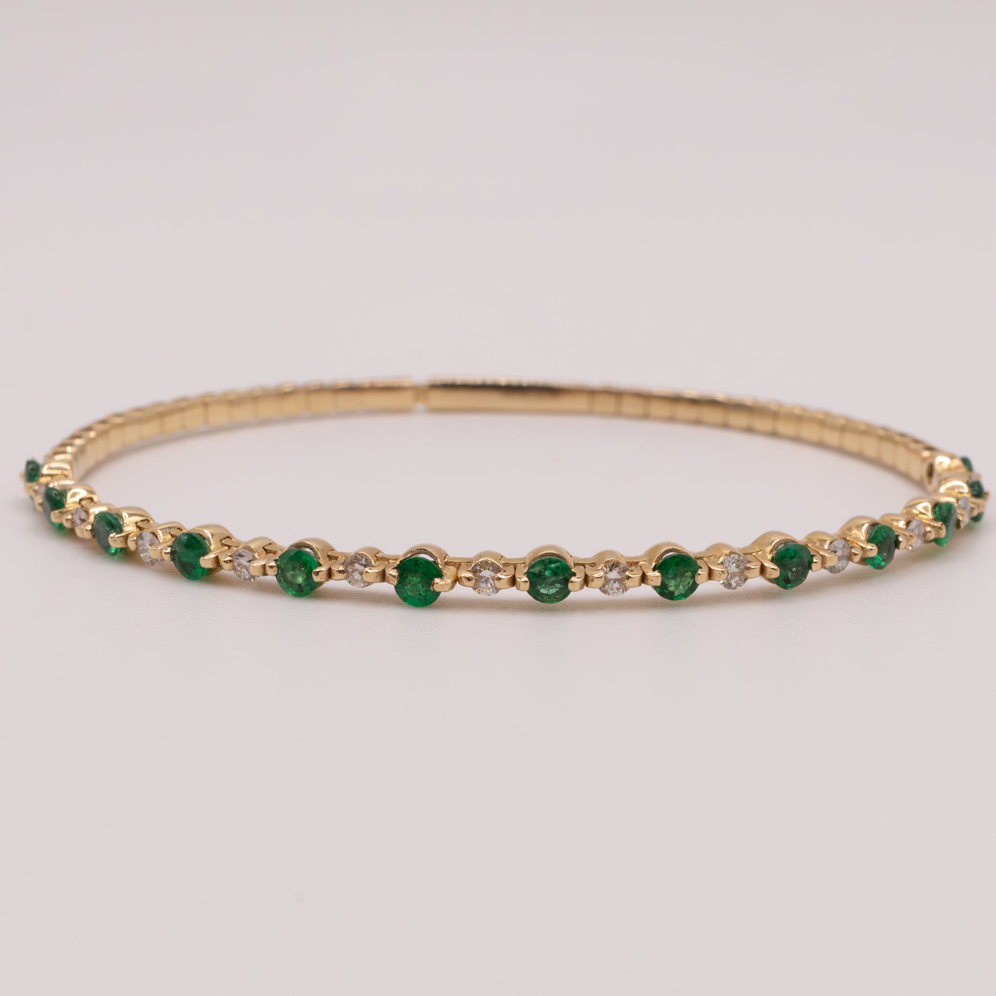 14KYG Emerald and Diamond Flexible Bracelet
