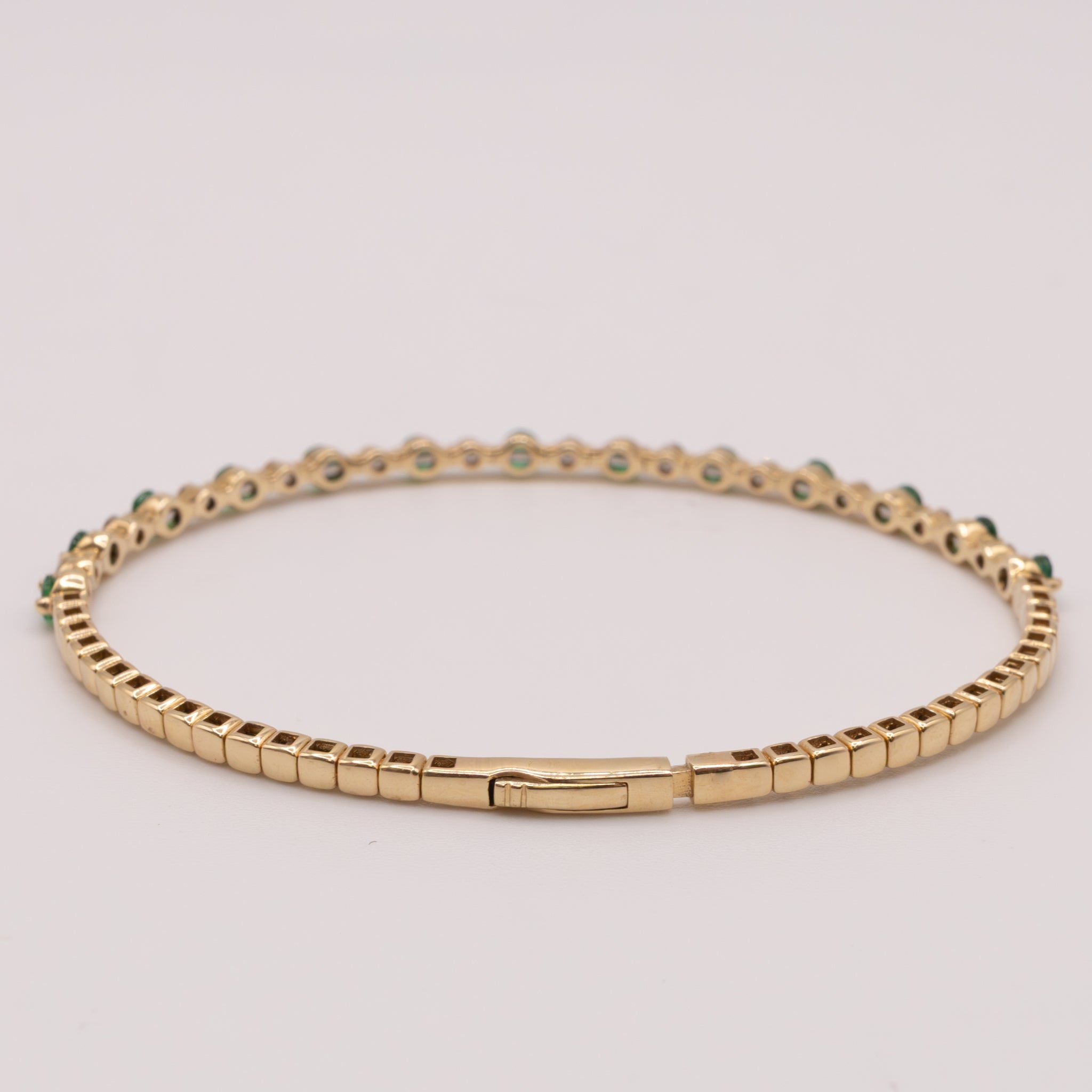 14KYG Emerald and Diamond Flexible Bracelet