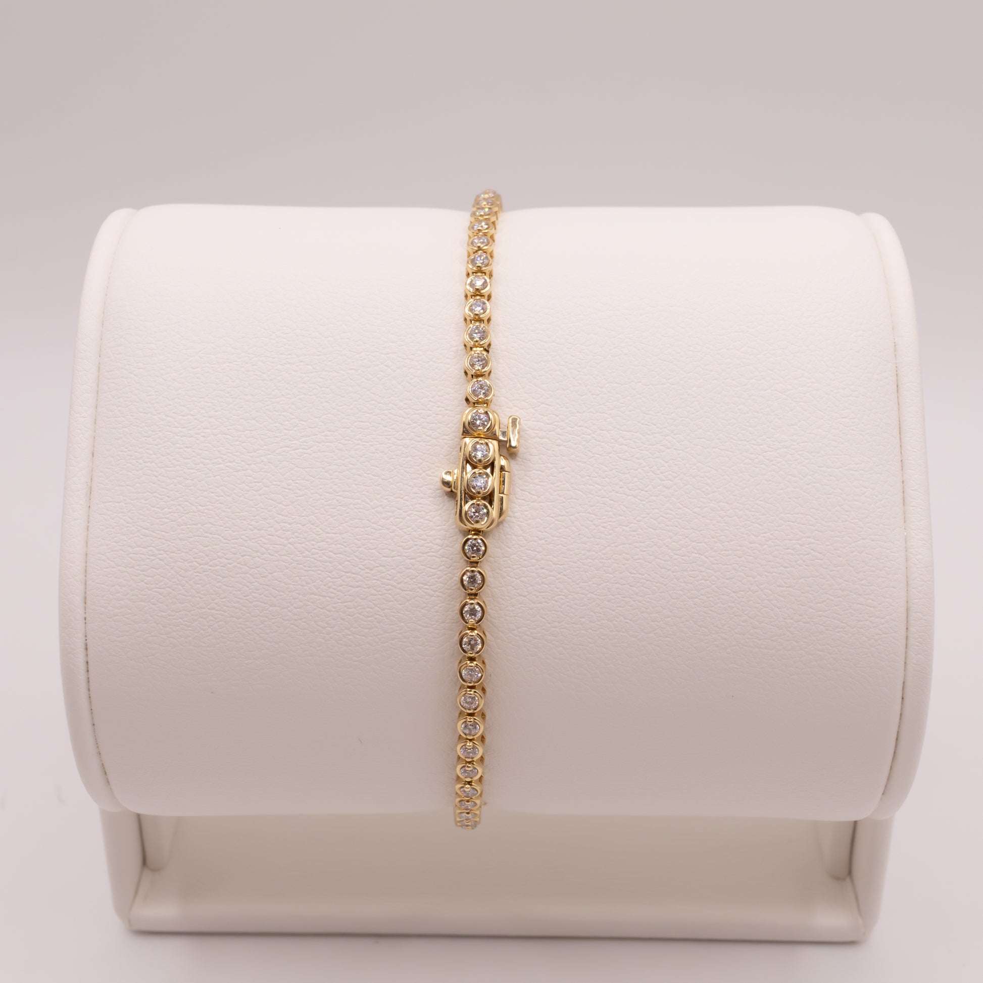 14KYG Diamond Semi Bezel and Prong Set Tennis Bracelet