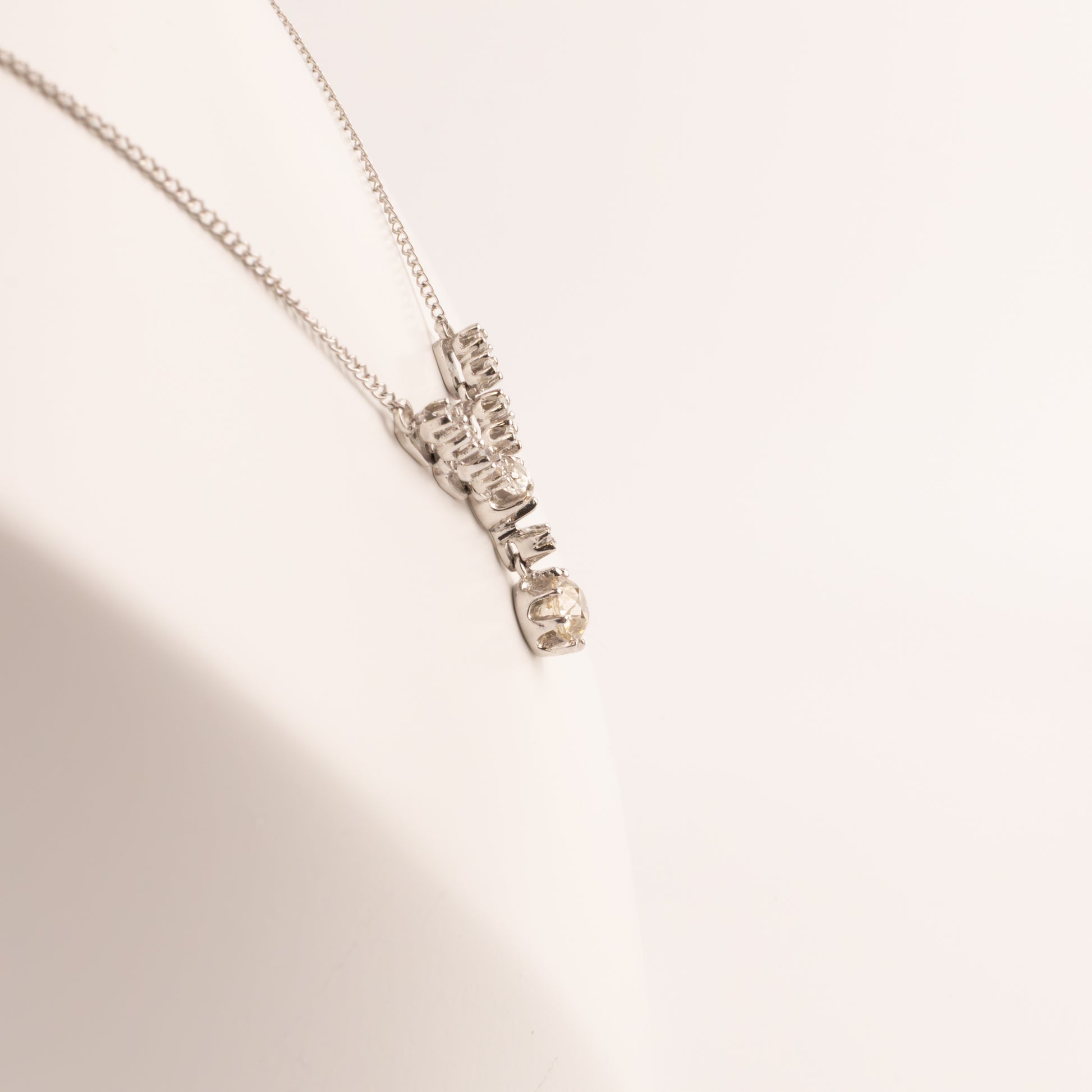 14KWG Sationed European Cut Diamond Necklace