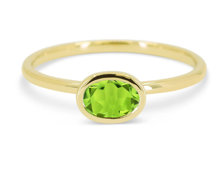 14KYG Peridot Bezel Set RIng