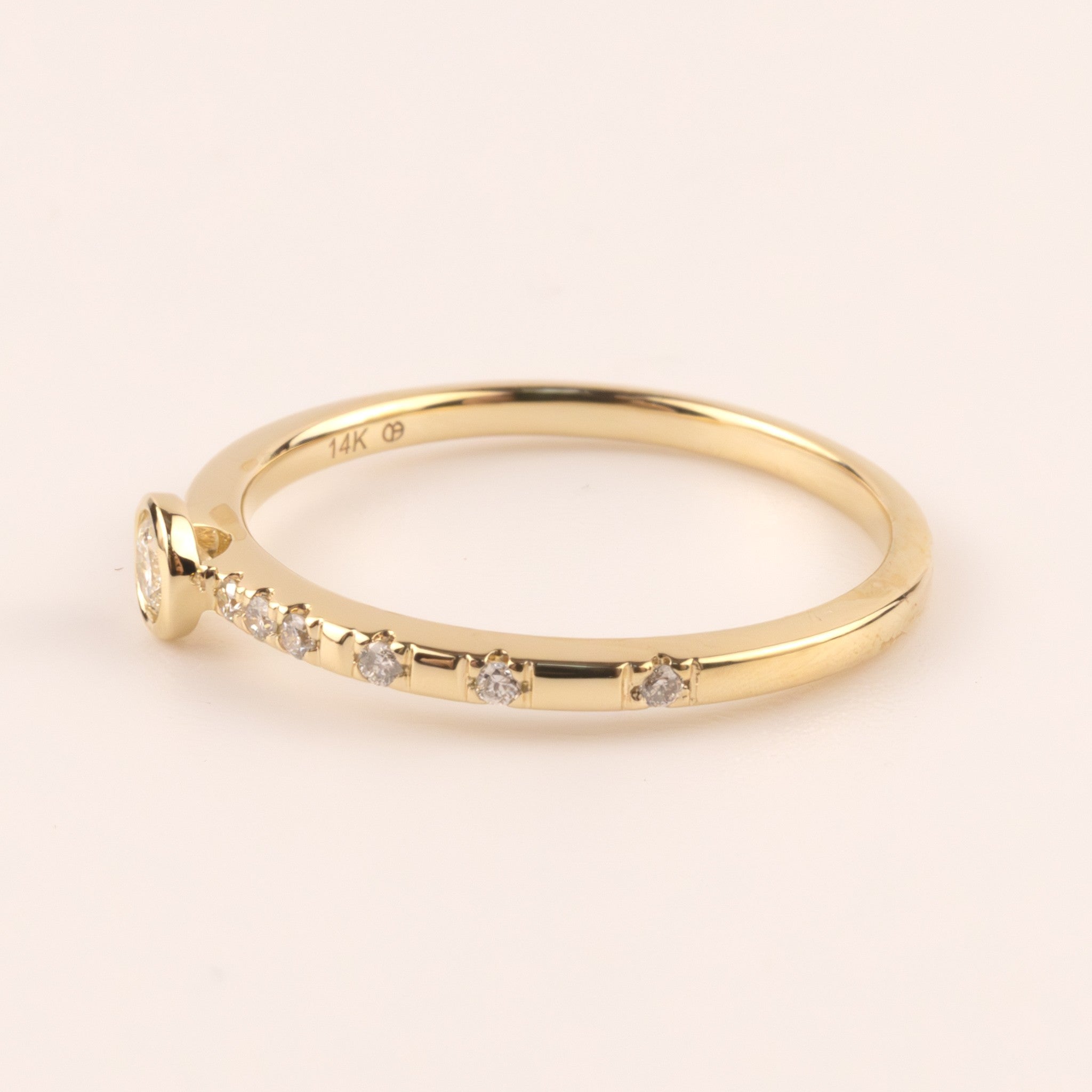 14KYG Bezel Set Accented Diamond Ring