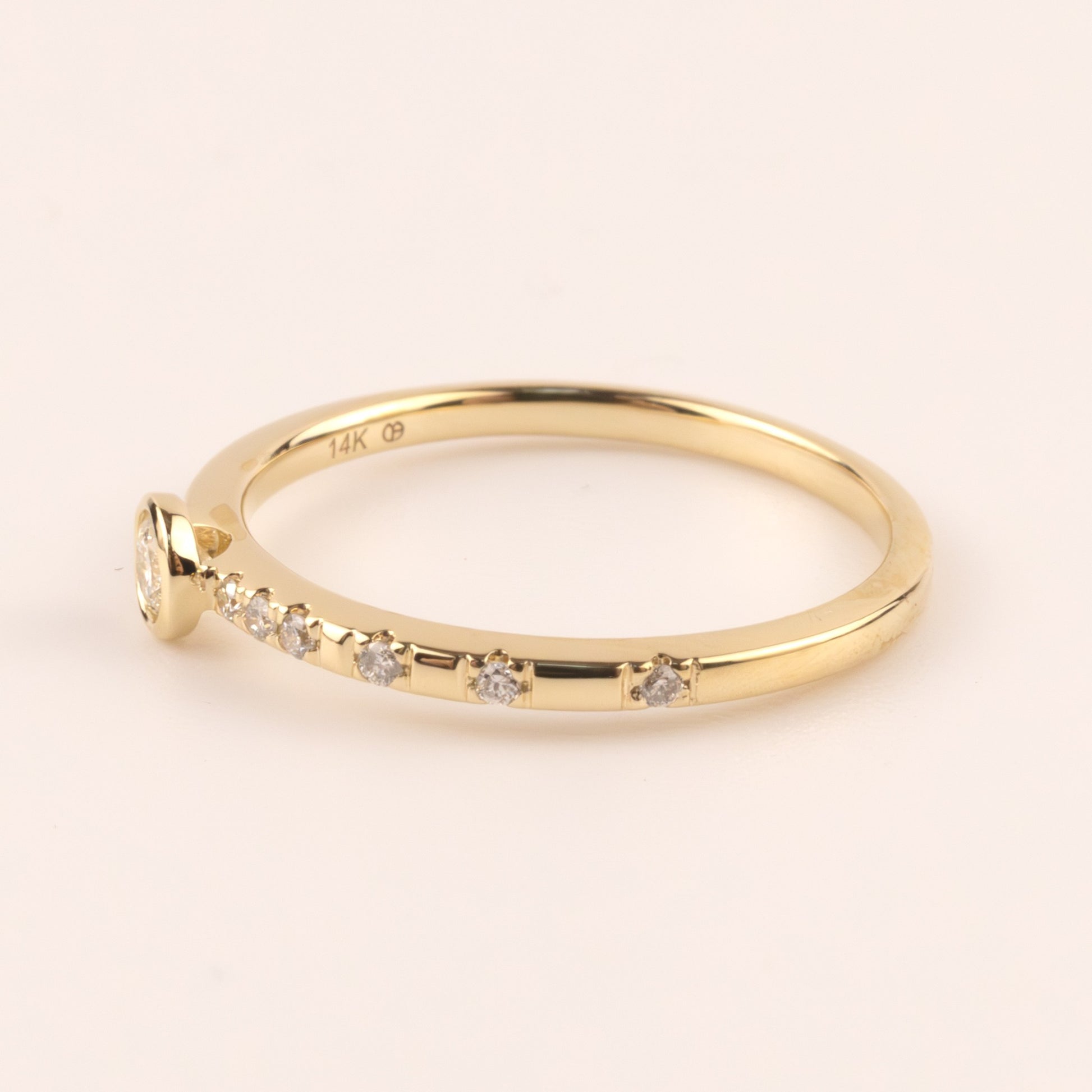 14KYG Bezel Set Accented Diamond Ring