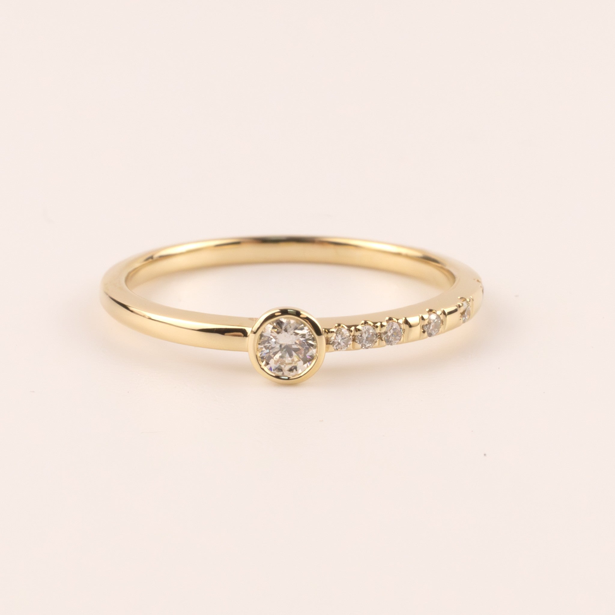 14KYG Bezel Set Accented Diamond Ring