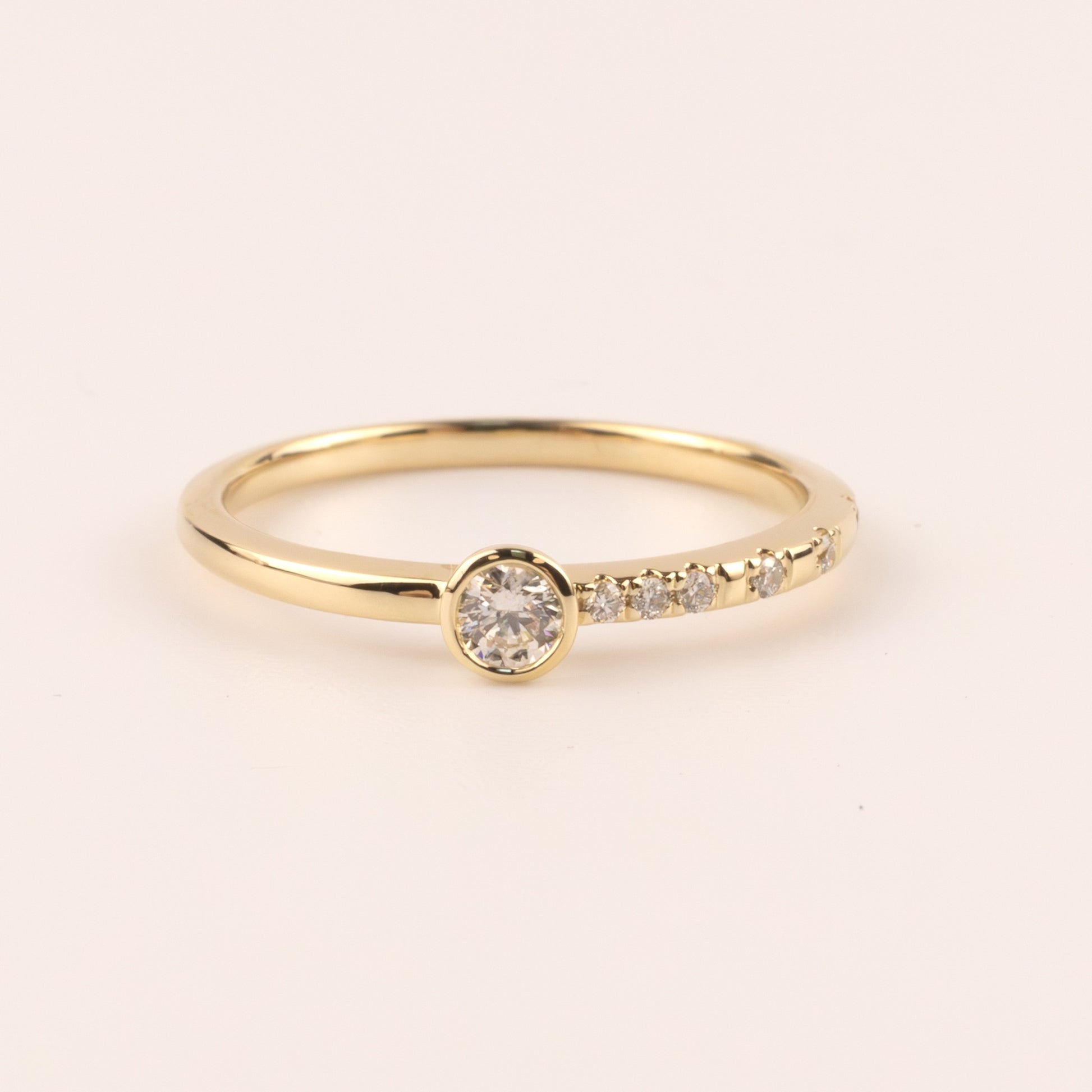 14KYG Bezel Set Accented Diamond Ring