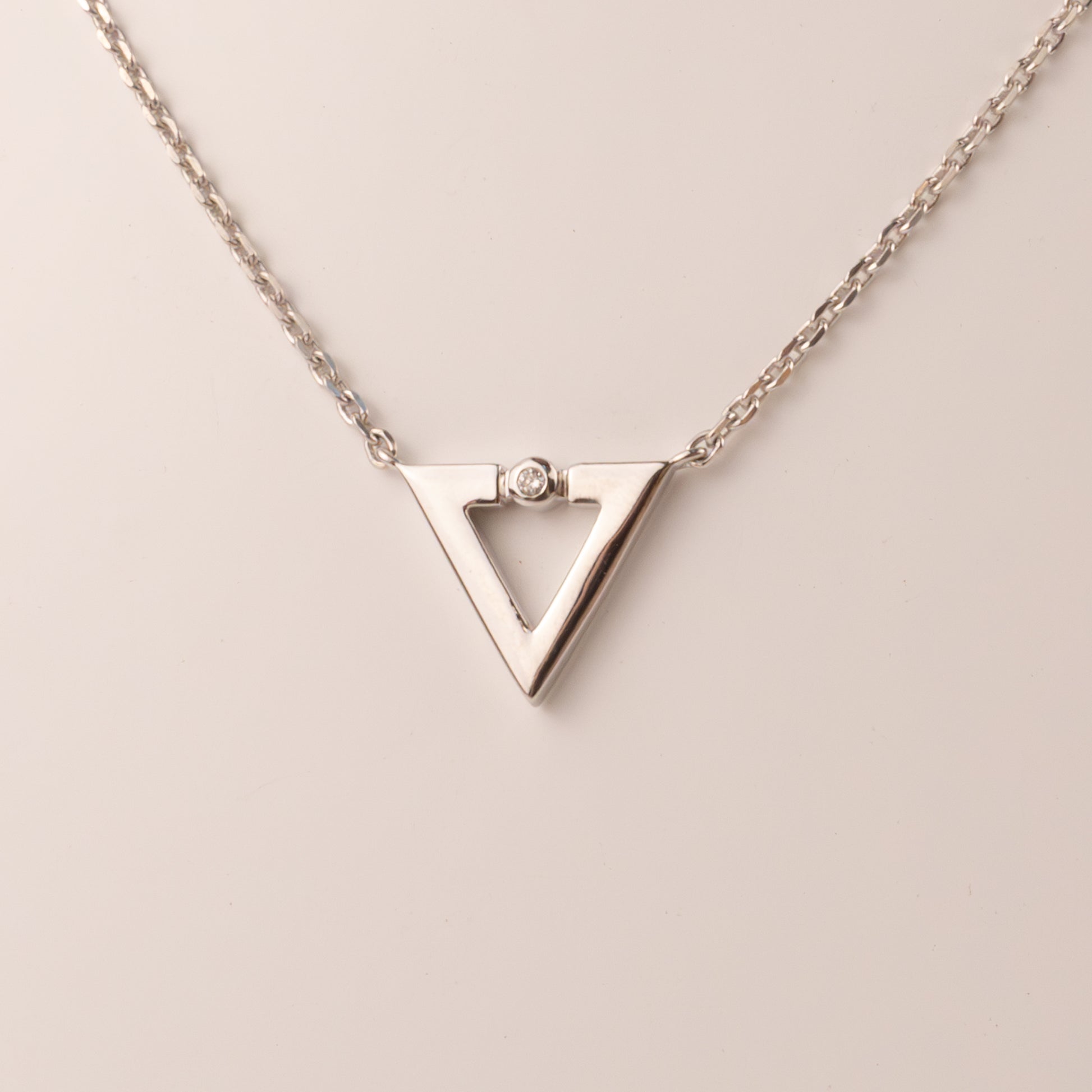 Sterling Silver Diamond Triangle Necklace