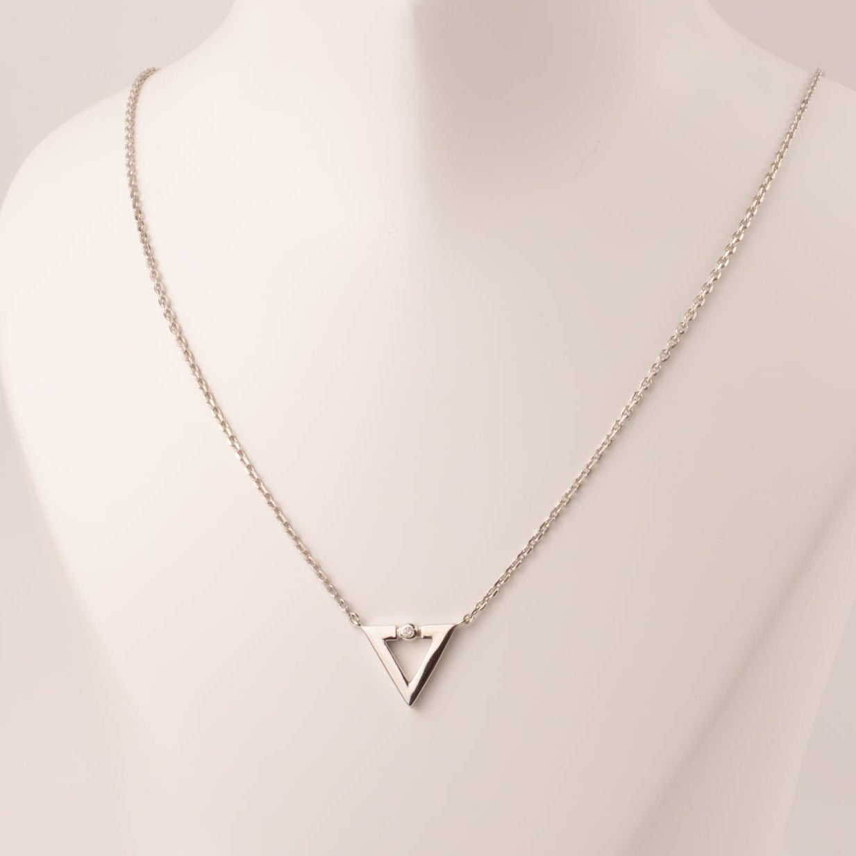 Sterling Silver Diamond Triangle Necklace