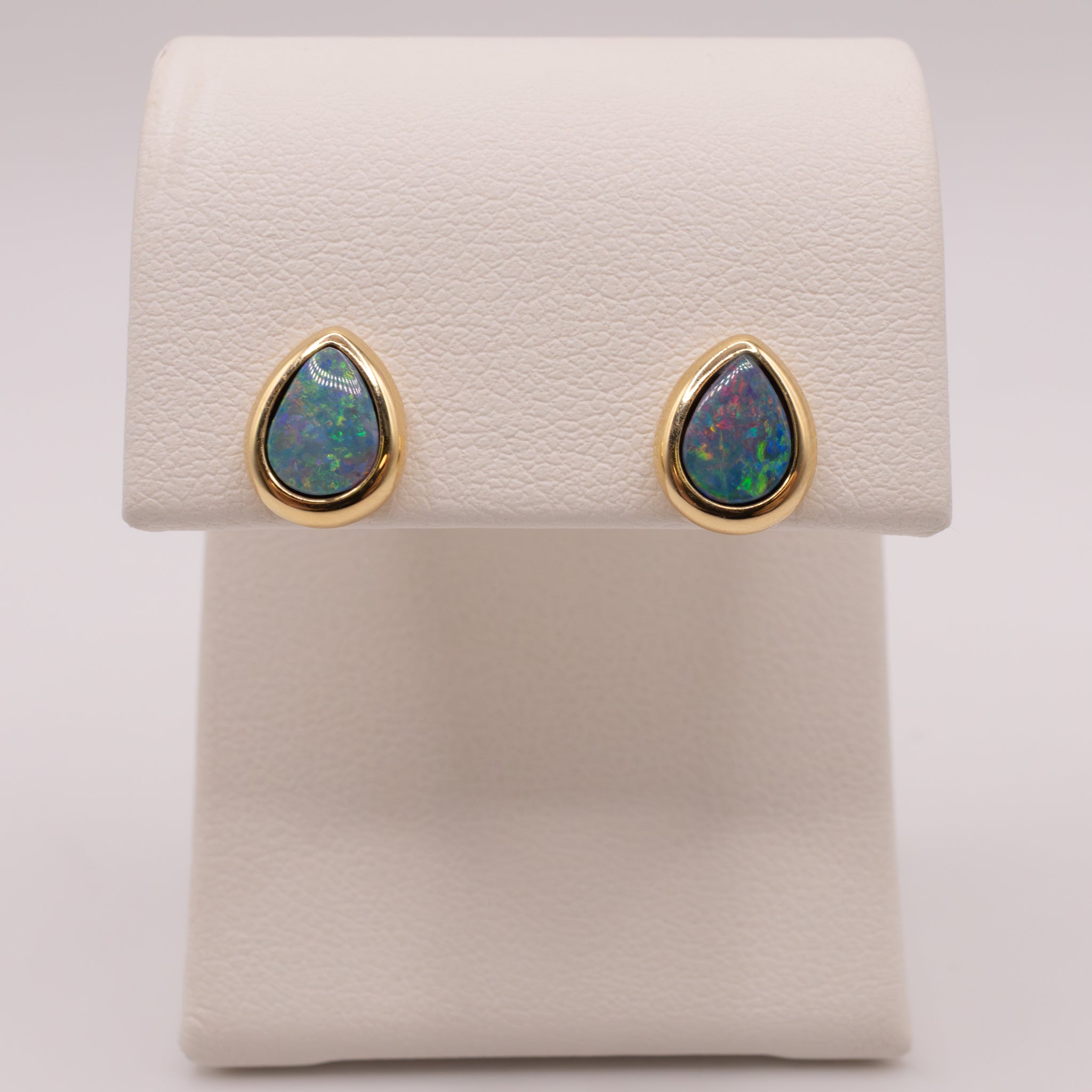 14KYG Opal Pear Shaped Stud Earrings