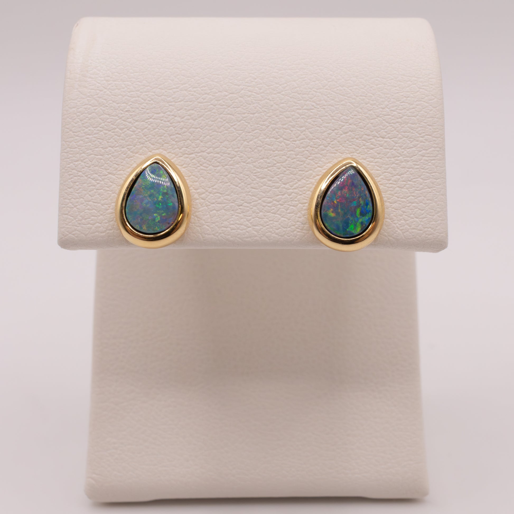 14KYG Opal Pear Shaped Stud Earrings