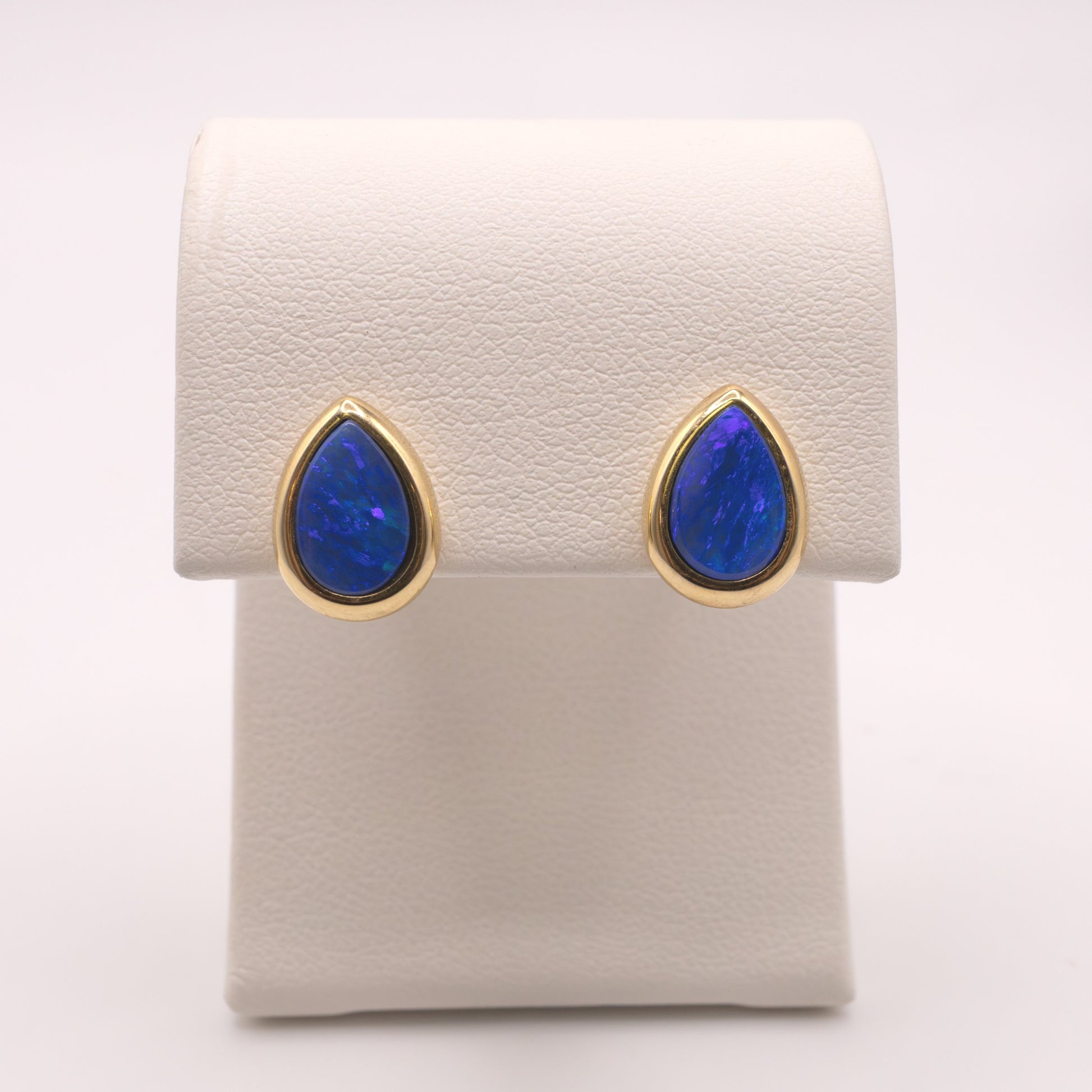 14KYG Opal Pear Shaped Stud Earrings