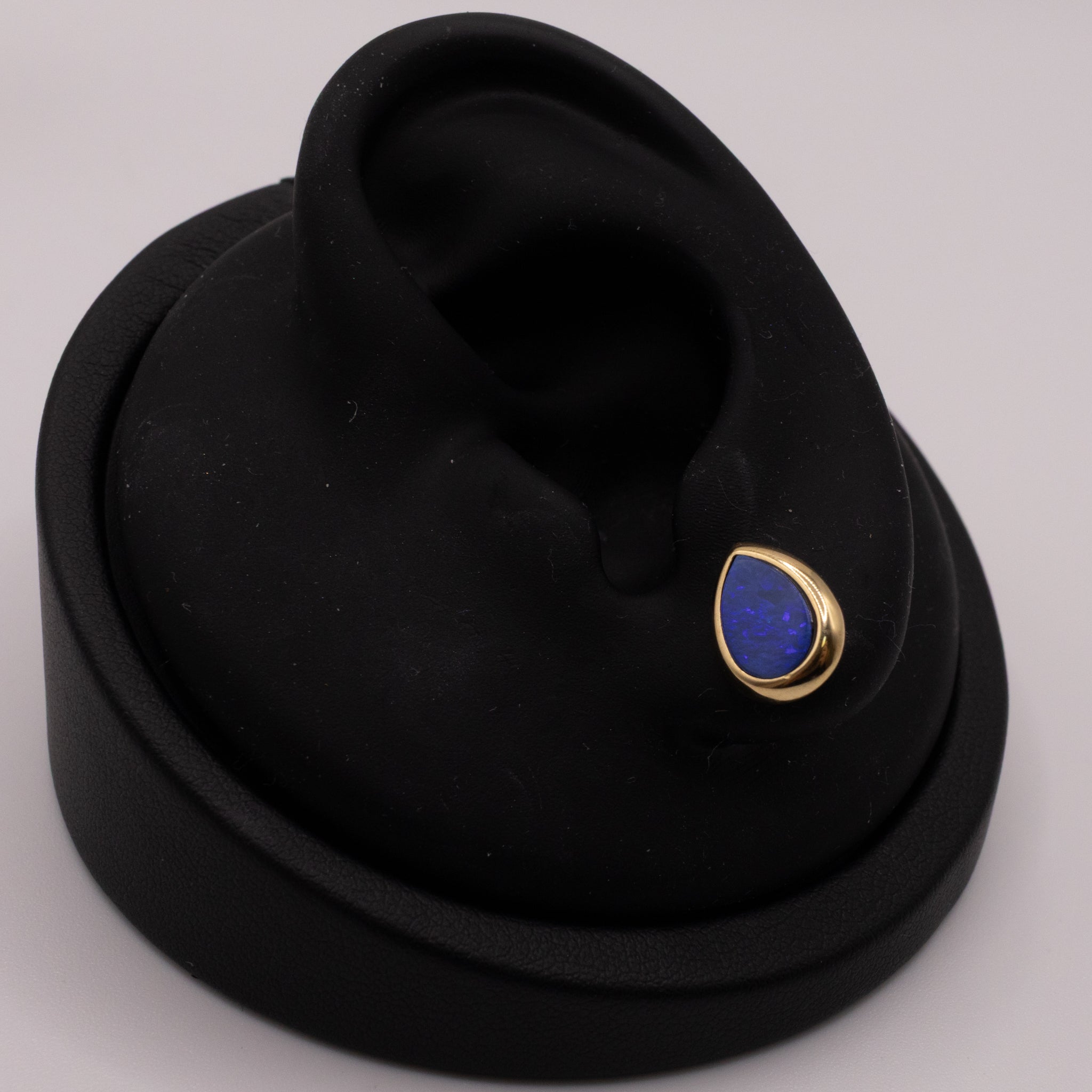14KYG Dark Blue Opal Pear Shaped Stud Earrings