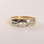 14K Two-Tone Diamond Three-Stone Engraved Mens Ring