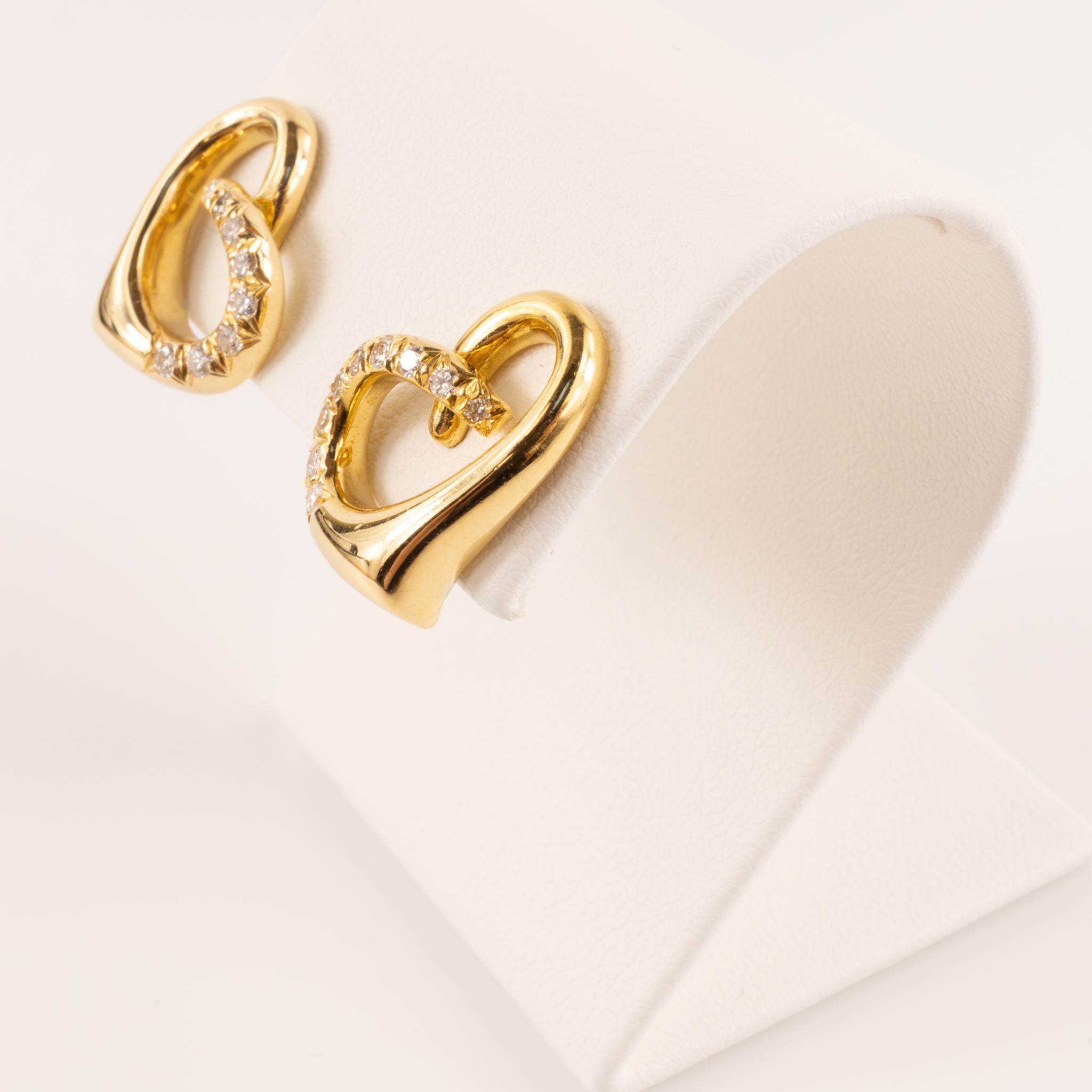 18KYG Diamond Heart Twist Stud Earrings