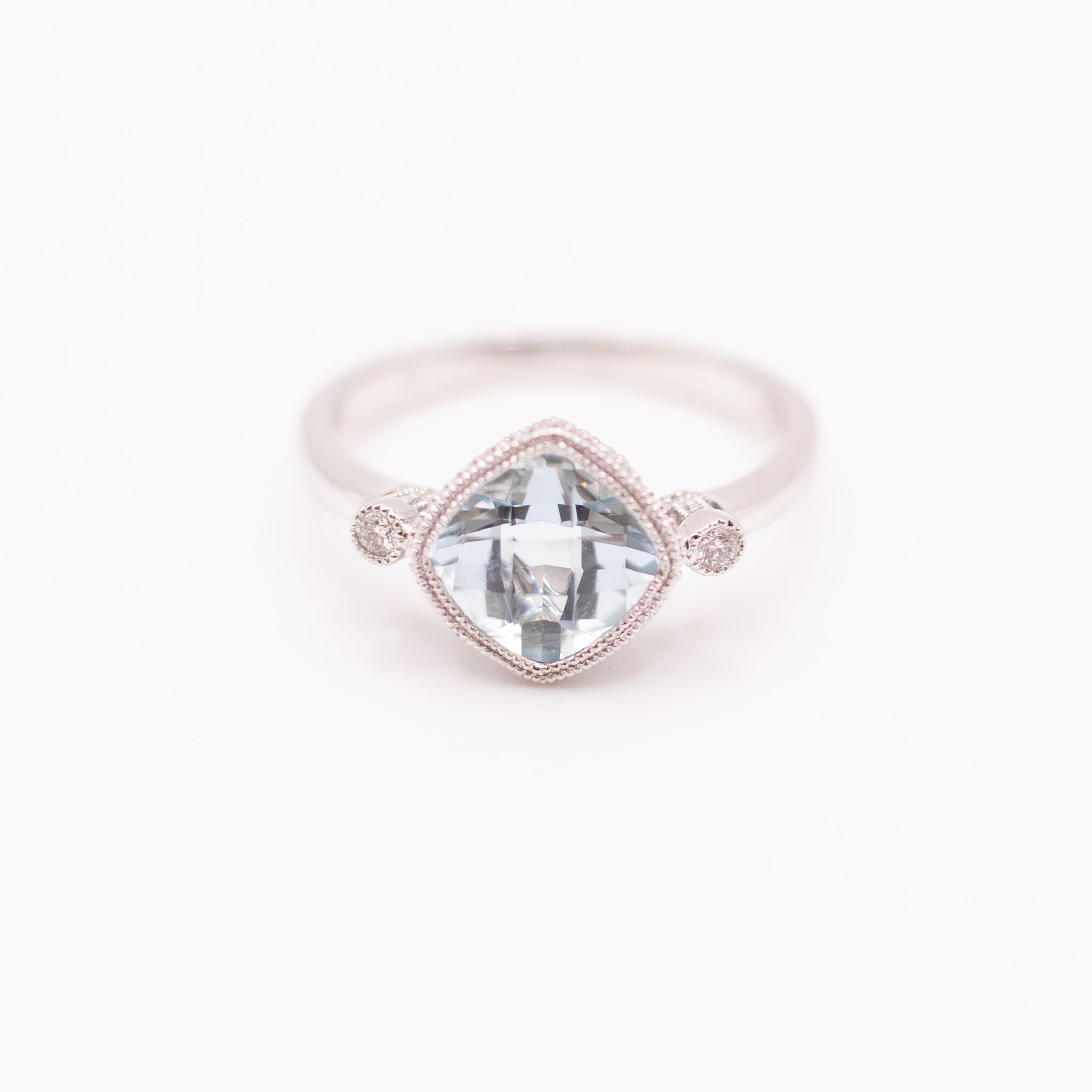 14KWG Aquamarine and Diamond Ring