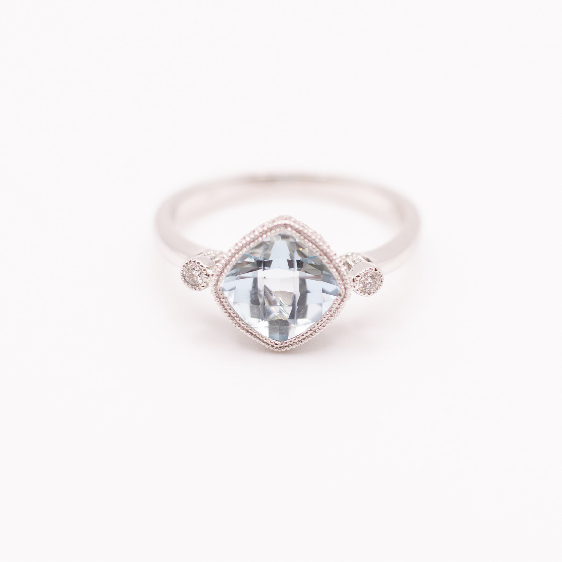 14KWG Aquamarine and Diamond Ring