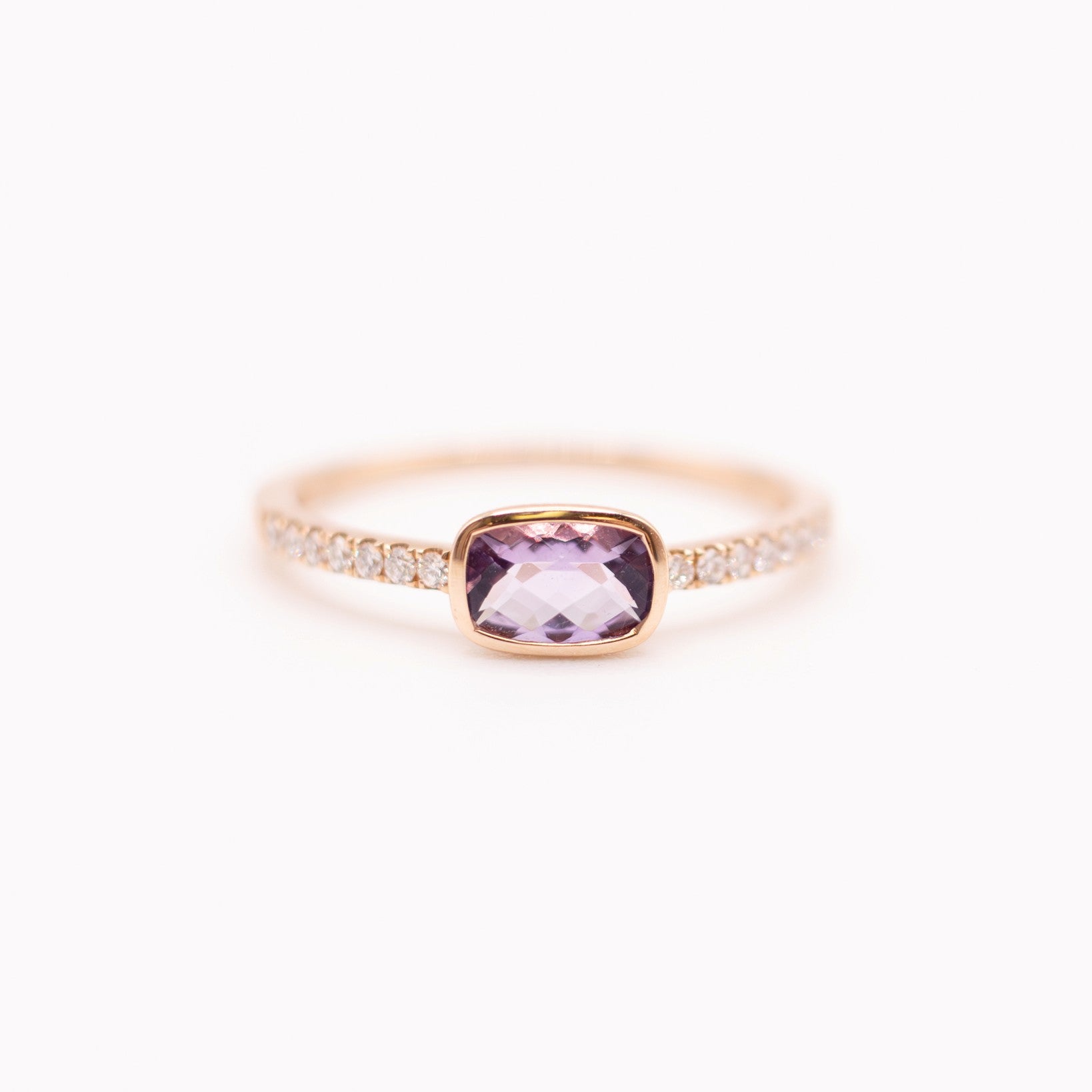14KRG Lavender Amethyst and Diamond Ring