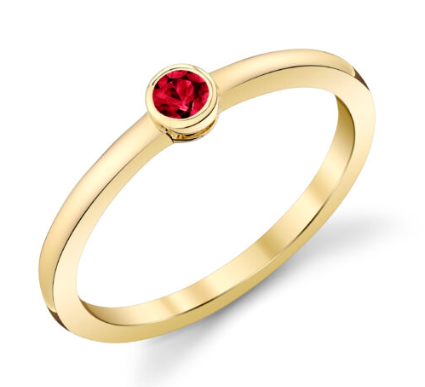 14KYG Ruby Round Bezel Set Ring