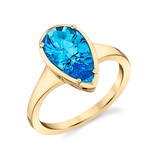 14KYG Blue Topaz Solitaire Ring