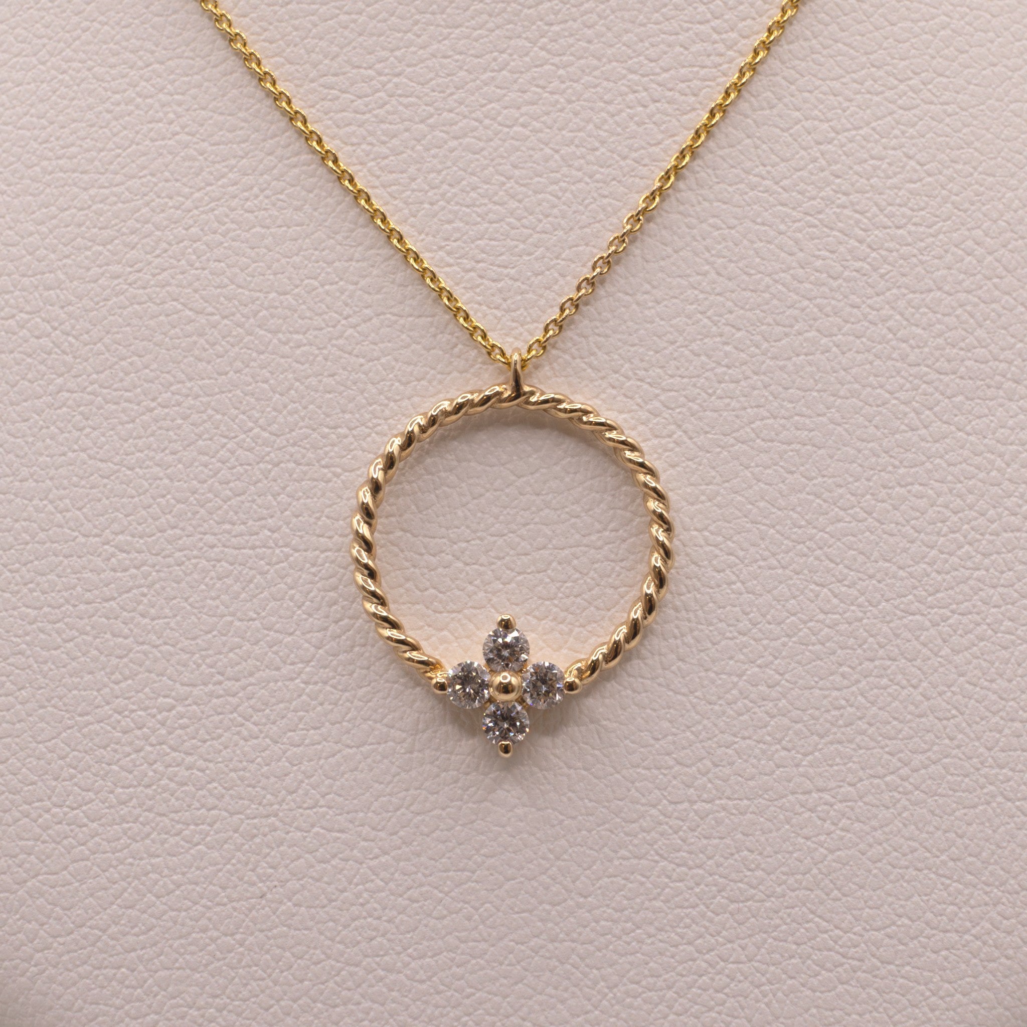 14KYG Diamond Circle Rope Necklace