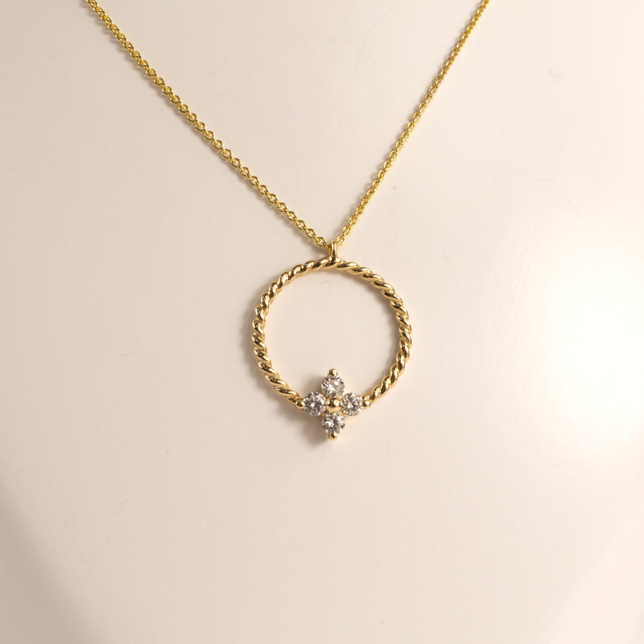 14KYG Diamond Circle Rope Necklace