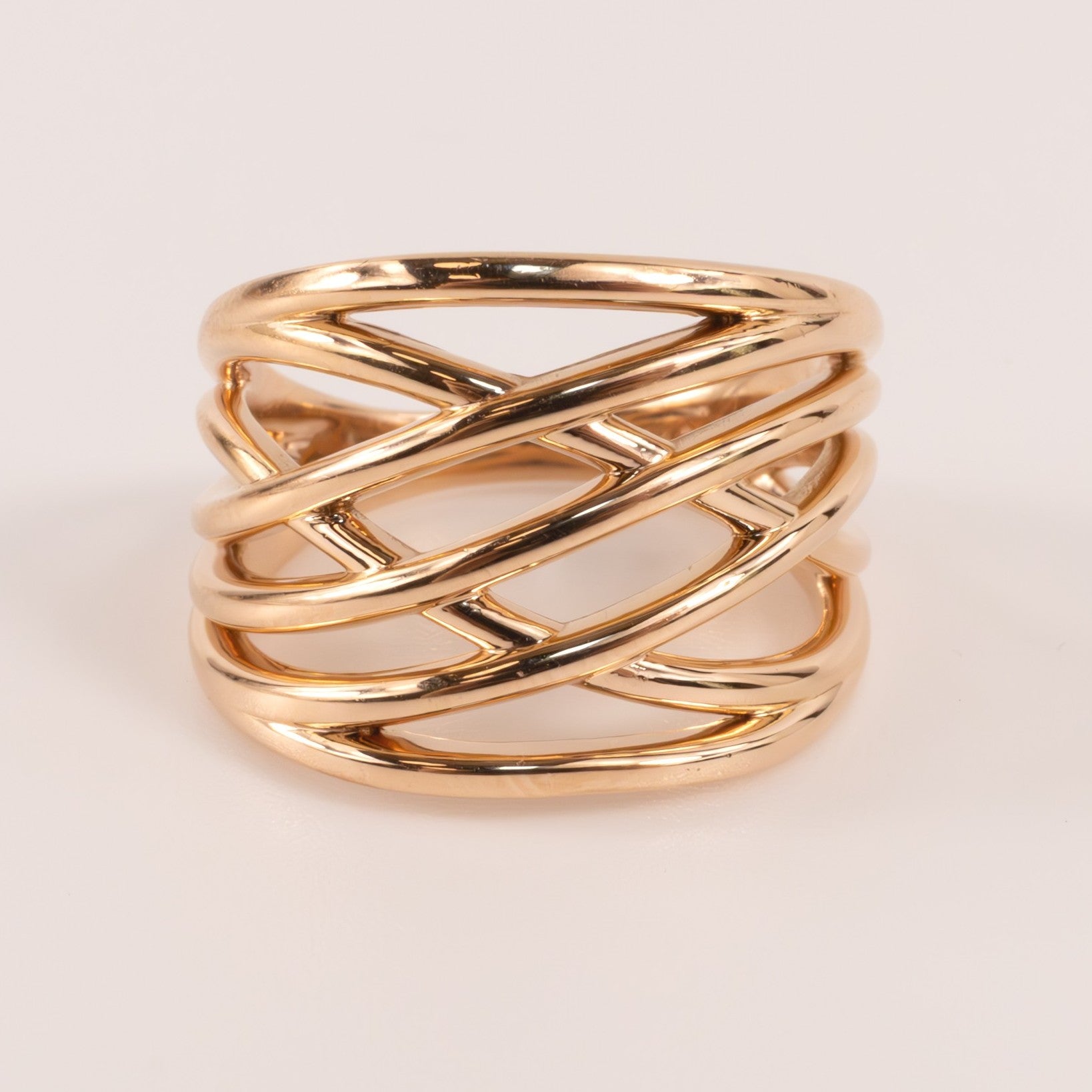 14KRG Wide Crisscross Ring