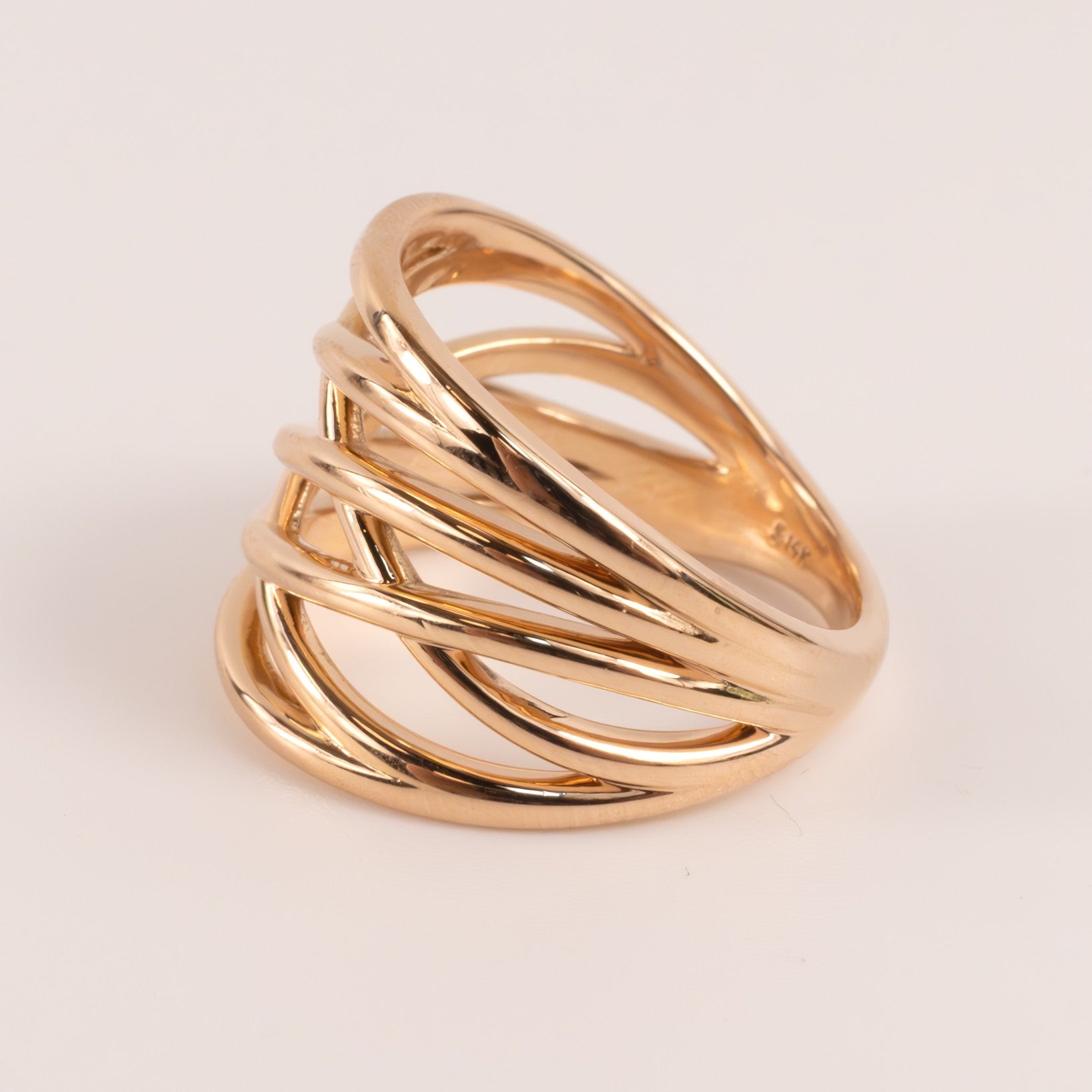 14KRG Wide Crisscross Ring