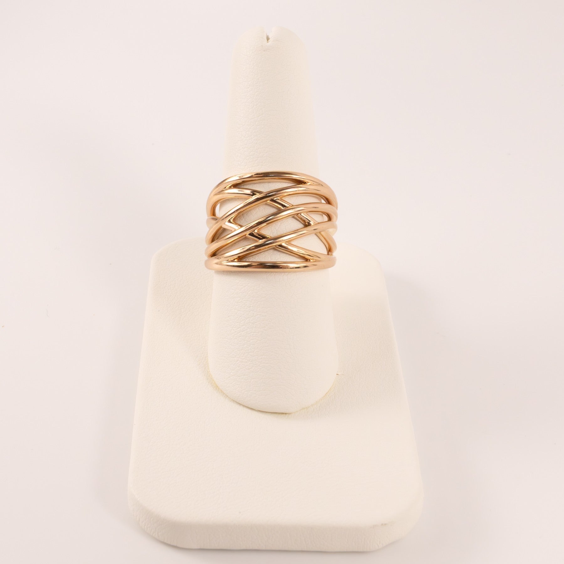 14KRG Wide Crisscross Ring